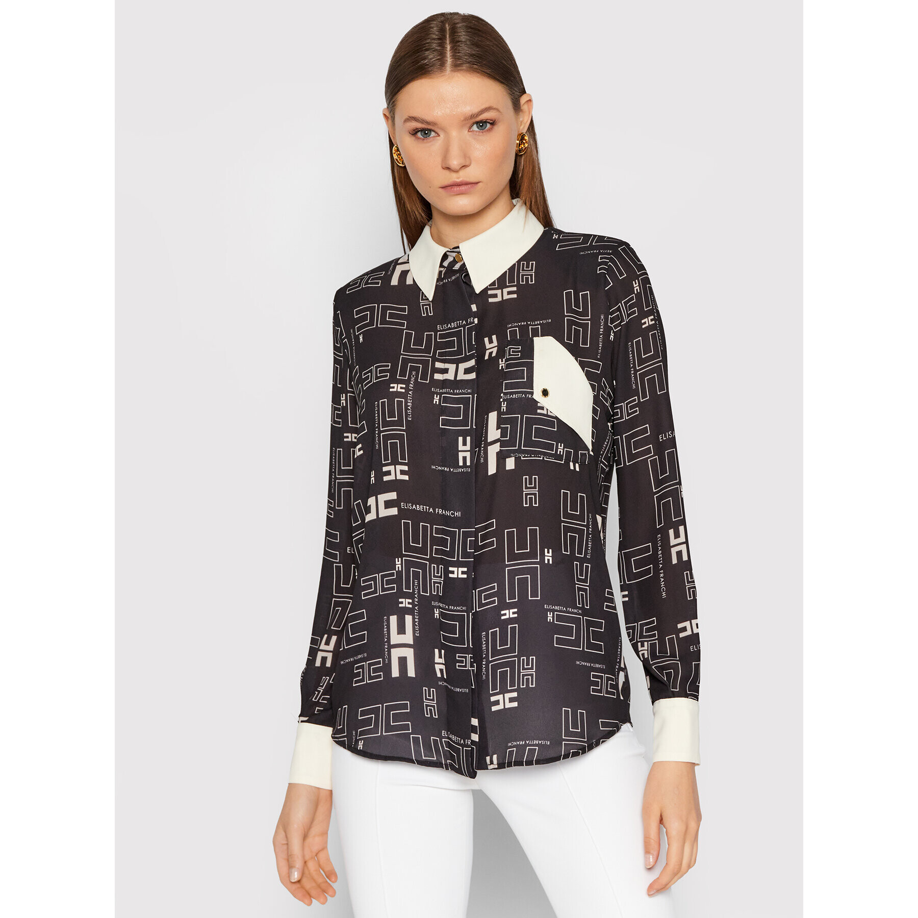 Elisabetta Franchi Риза CA-332-16E2-V290 Черен Regular Fit - Pepit.bg
