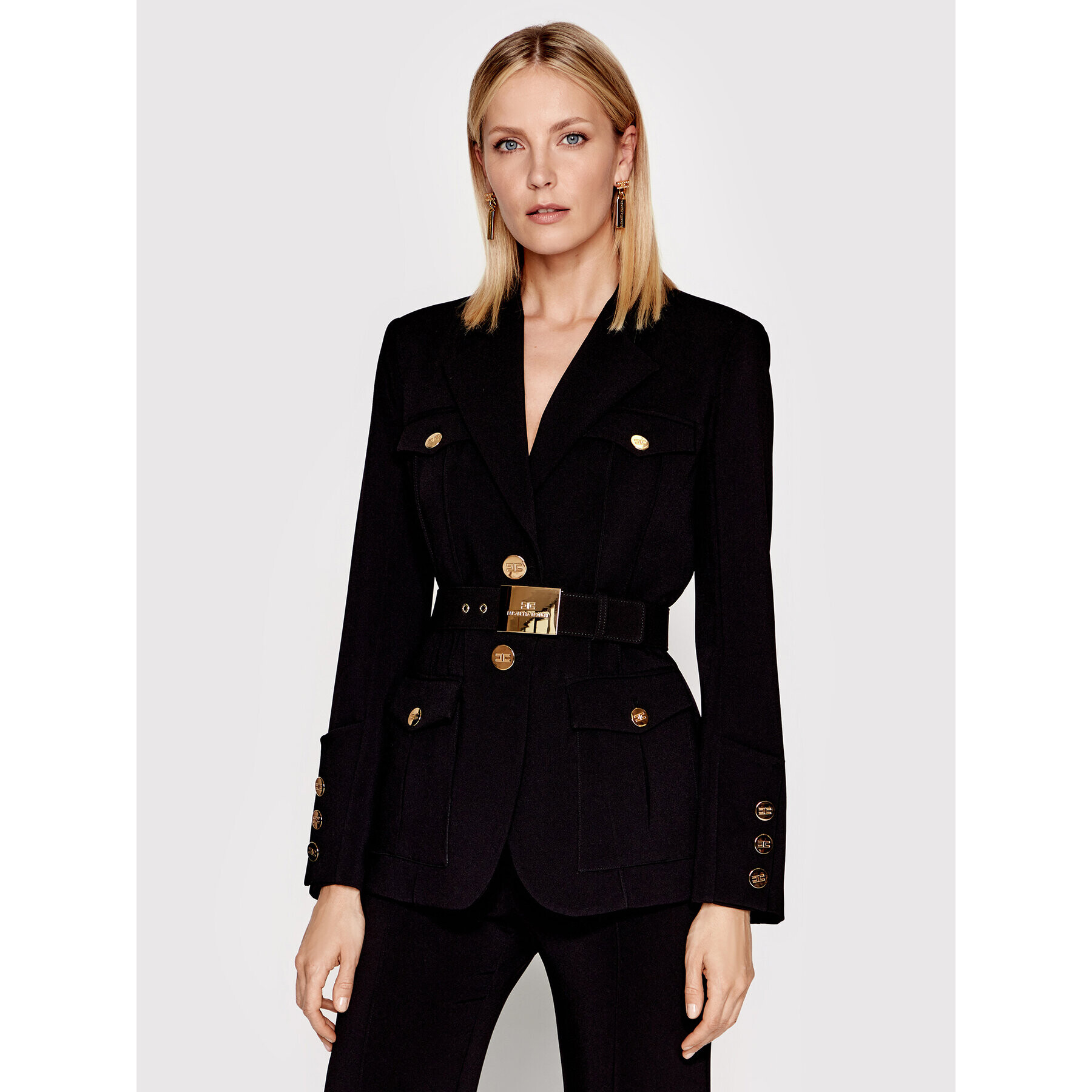 Elisabetta Franchi Сако GI-009-16E3-V640 Черен Regular Fit - Pepit.bg