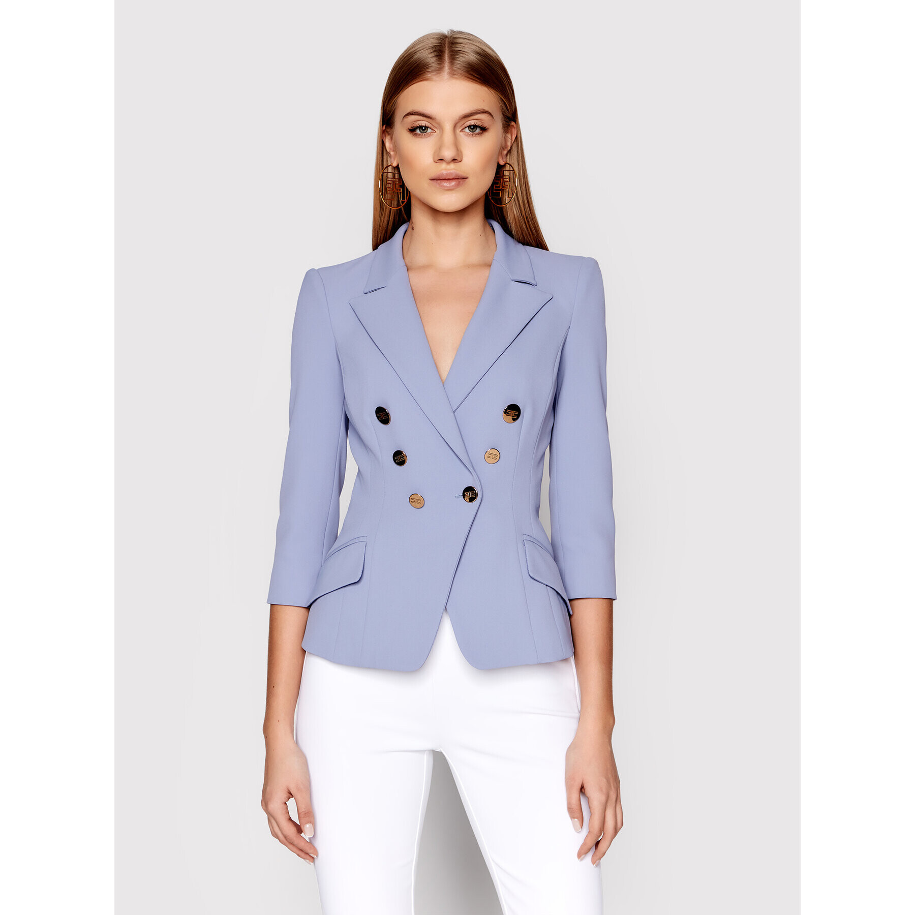 Elisabetta Franchi Сако GI-011-21E2-V550 Син Slim Fit - Pepit.bg
