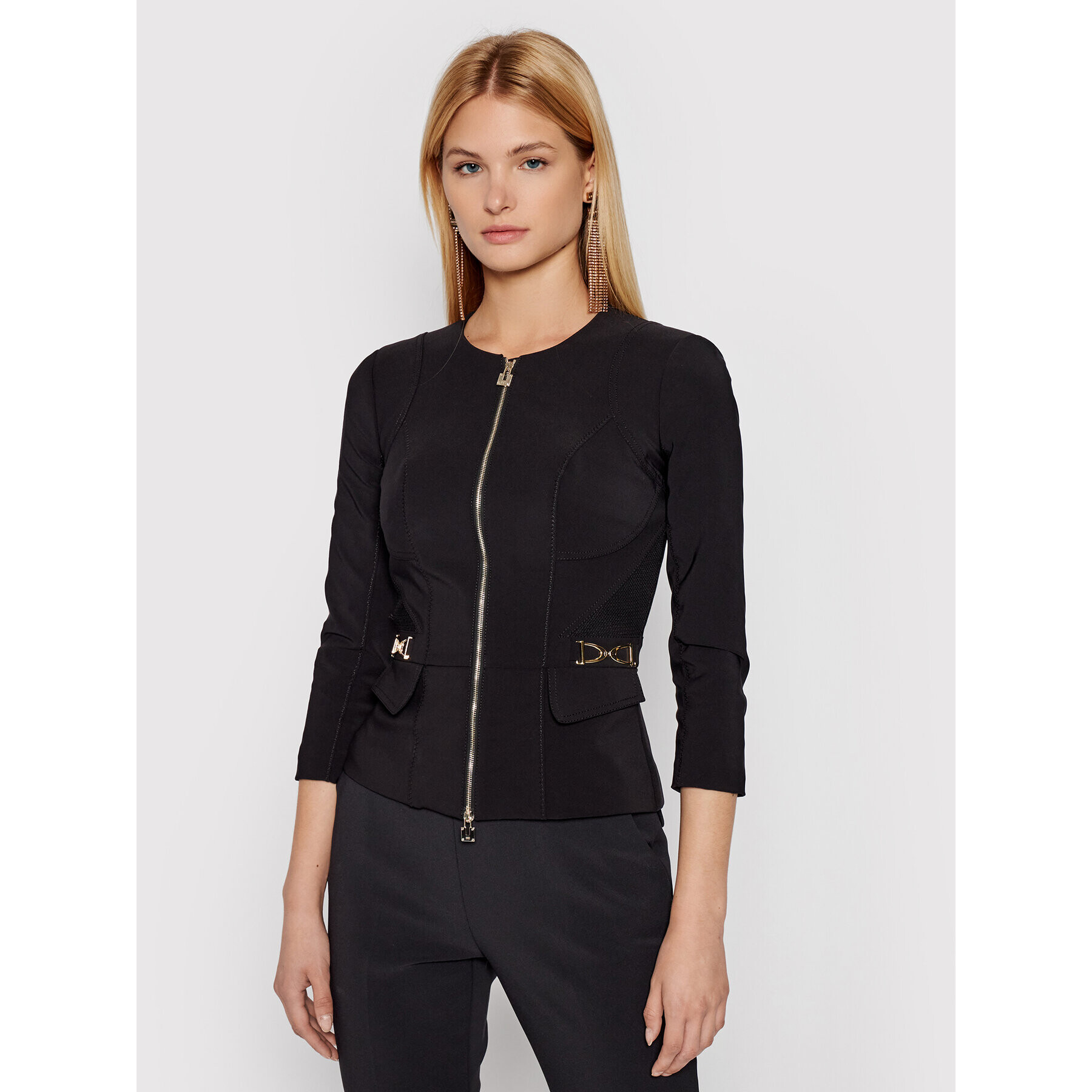 Elisabetta Franchi Сако GI-012-16E2-V450 Черен Slim Fit - Pepit.bg
