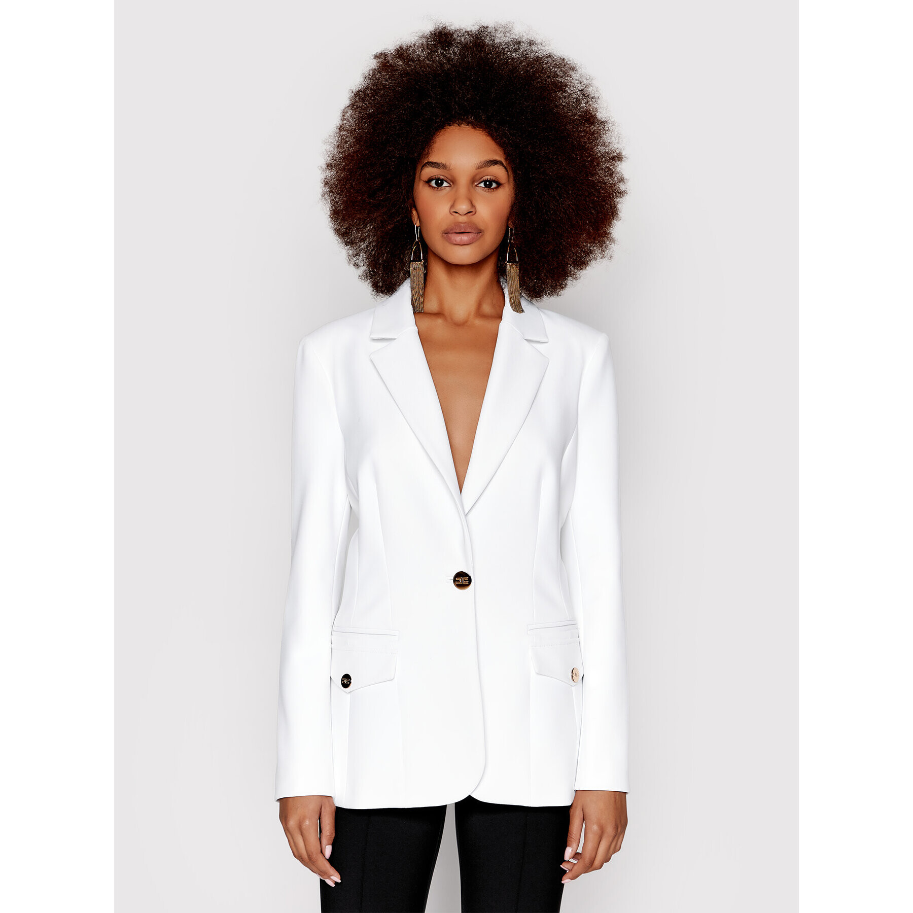 Elisabetta Franchi Блейзър GI-012-21E2-V440 Бял Regular Fit - Pepit.bg