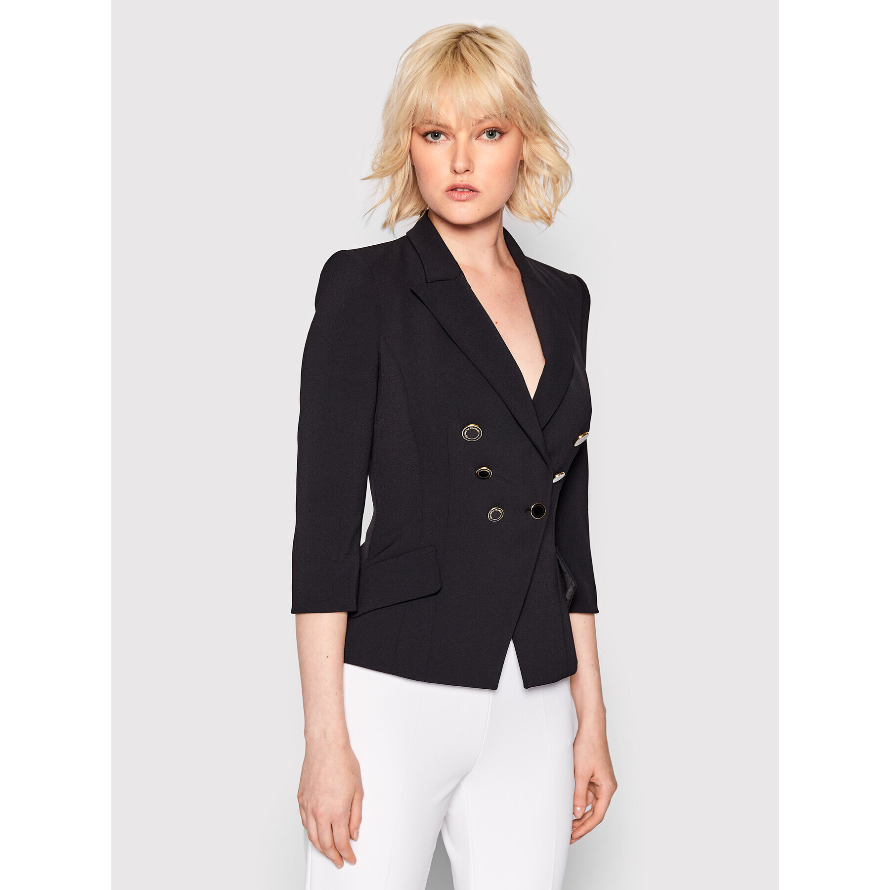 Elisabetta Franchi Сако GI-030-26E2-V500 Черен Slim Fit - Pepit.bg