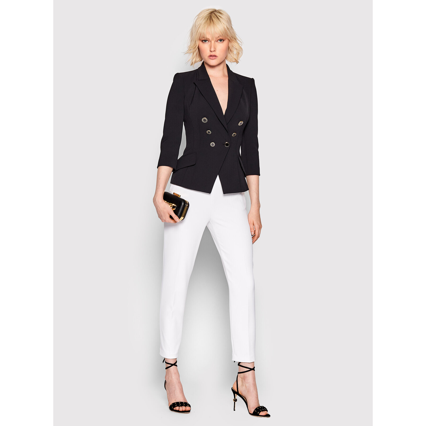 Elisabetta Franchi Сако GI-030-26E2-V500 Черен Slim Fit - Pepit.bg