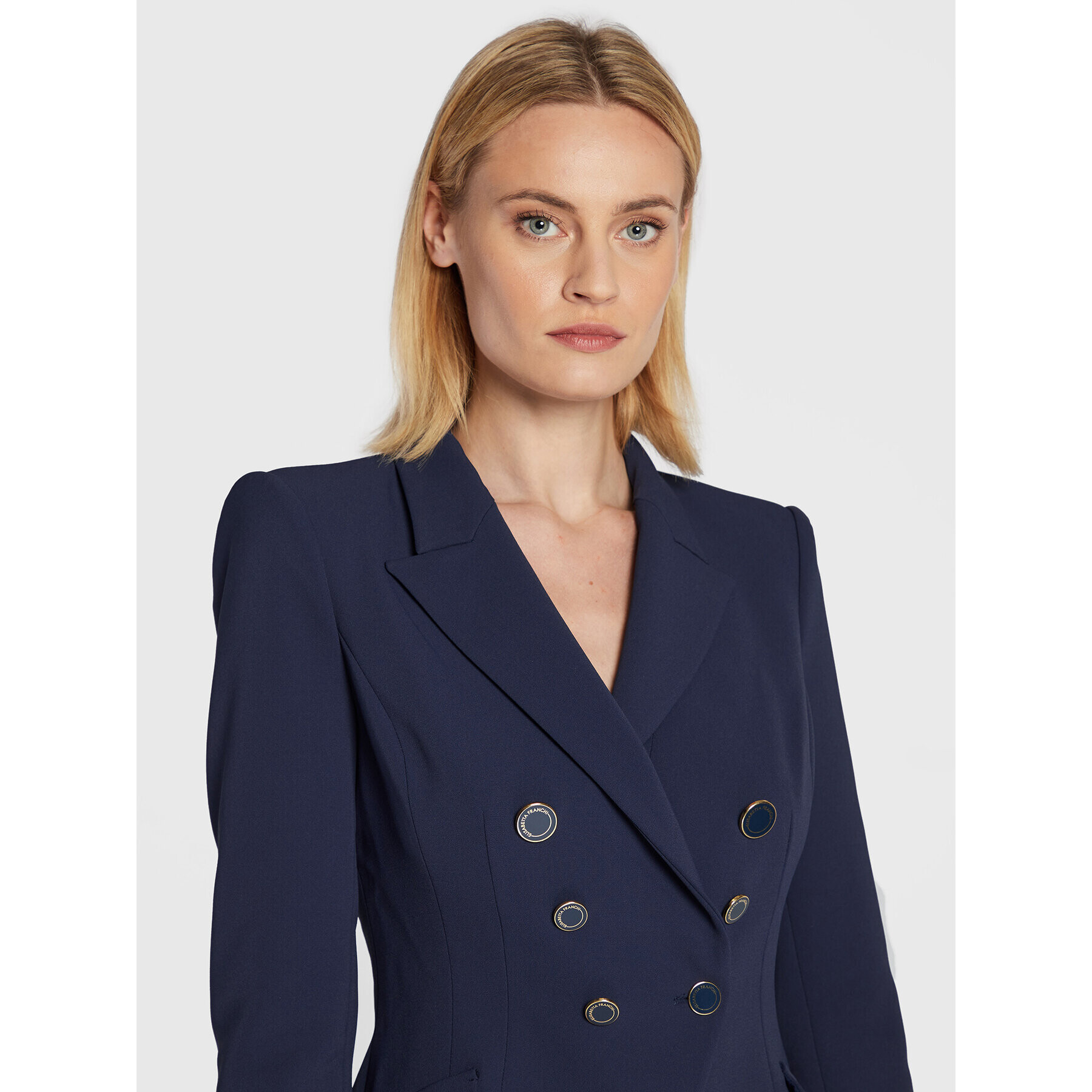 Elisabetta Franchi Сако GI-030-26E2-V500 Тъмносин Slim Fit - Pepit.bg