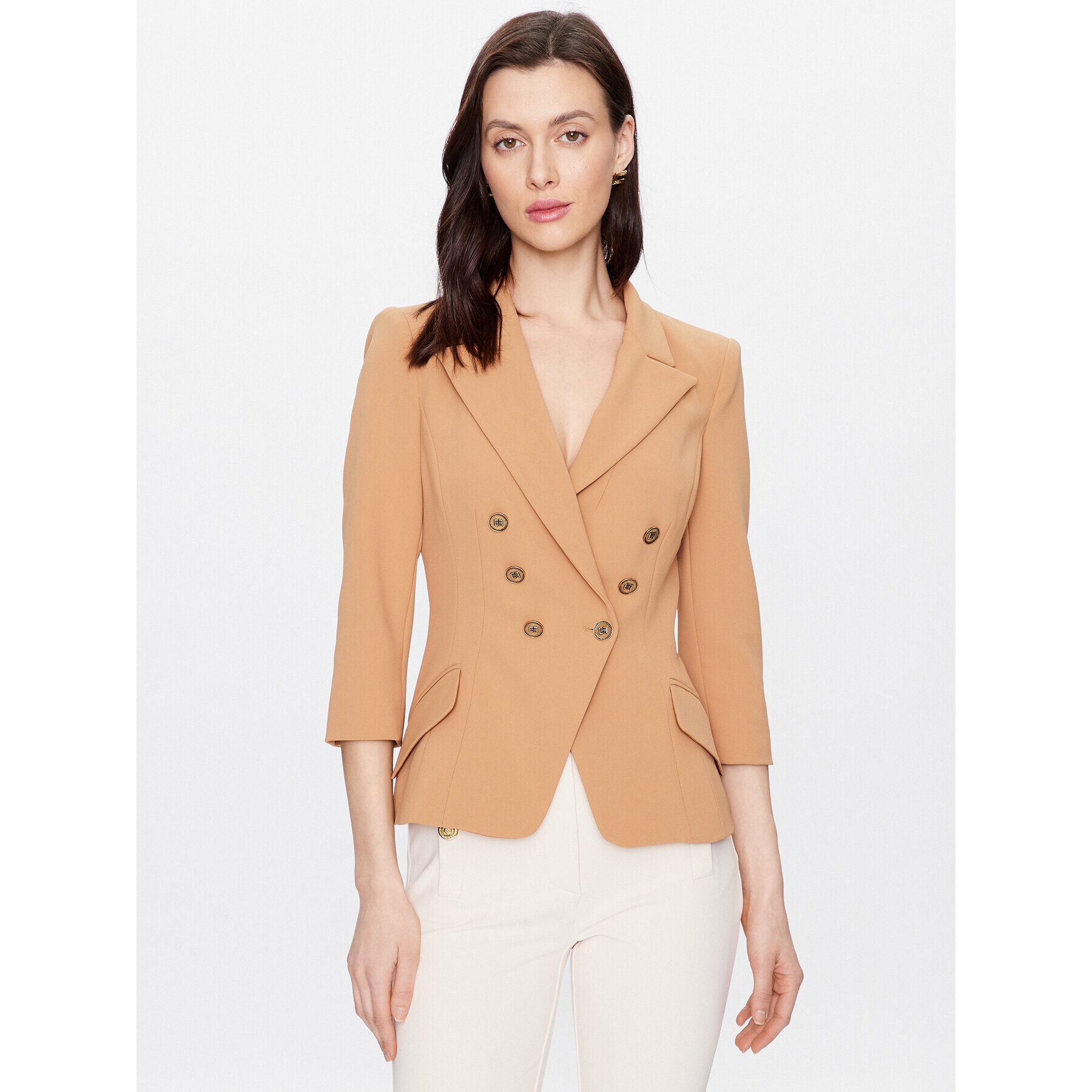 Elisabetta Franchi Сако GI-045-31E2-V560 Бежов Regular Fit - Pepit.bg