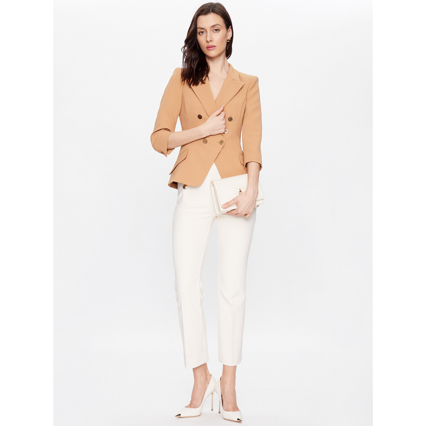 Elisabetta Franchi Сако GI-045-31E2-V560 Бежов Regular Fit - Pepit.bg
