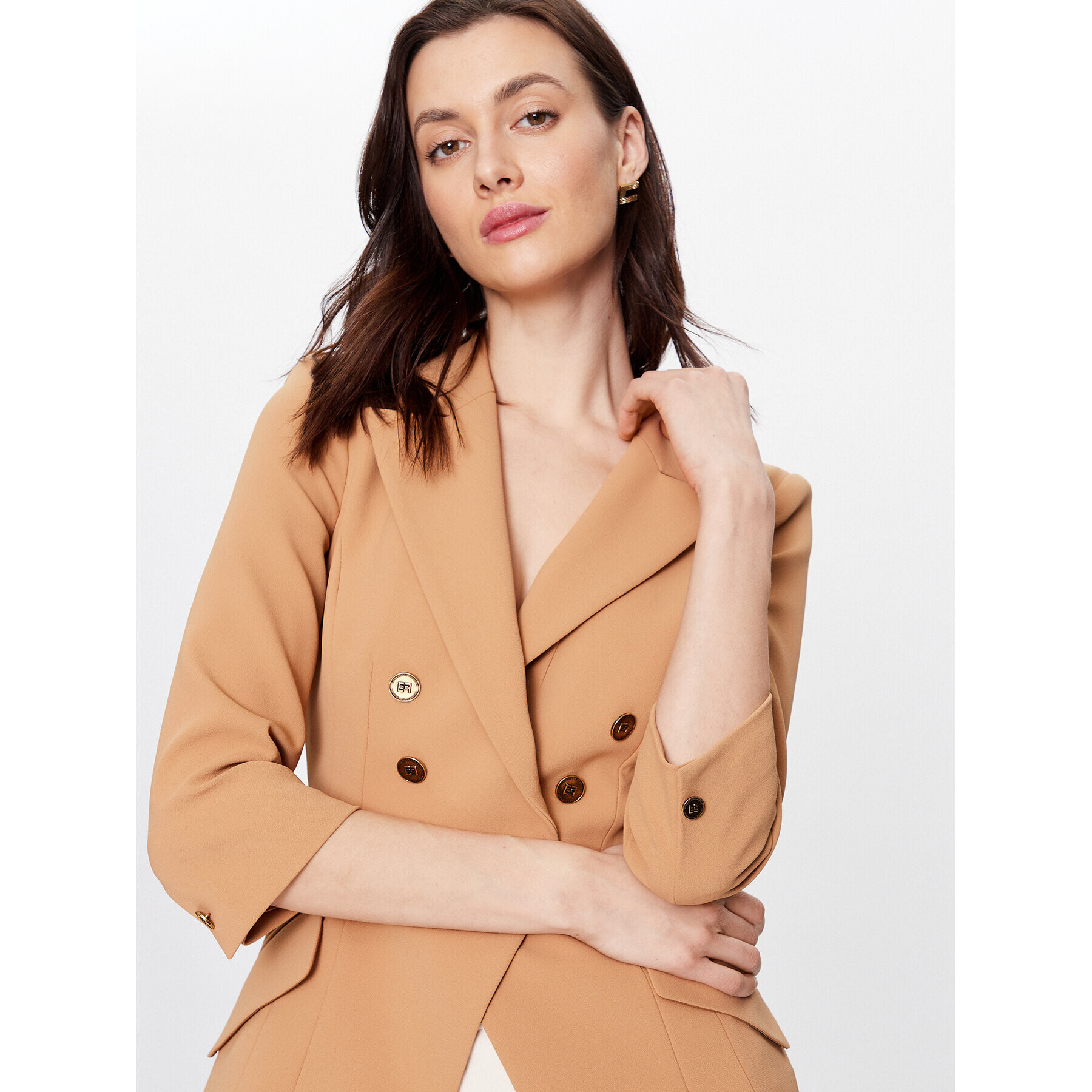 Elisabetta Franchi Сако GI-045-31E2-V560 Бежов Regular Fit - Pepit.bg