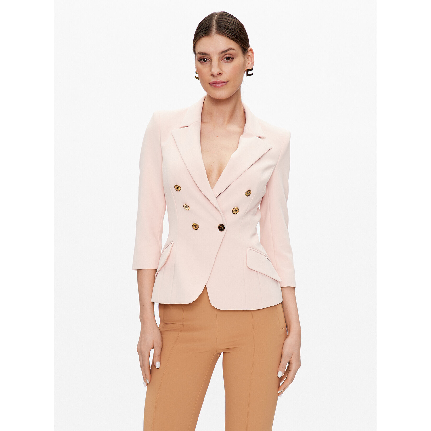 Elisabetta Franchi Сако GI-045-31E2-V560 Розов Regular Fit - Pepit.bg