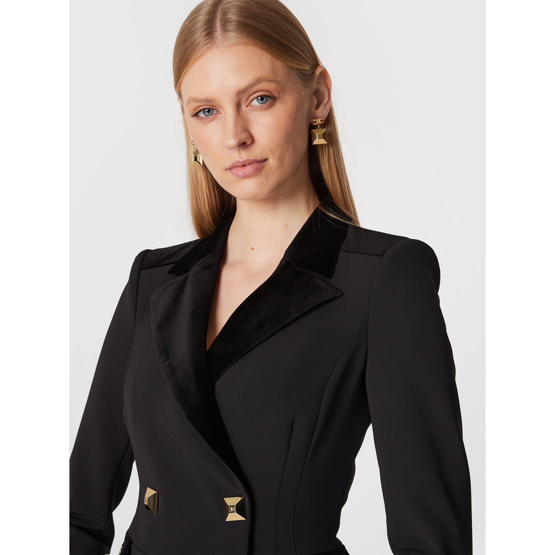 Elisabetta Franchi Сако GI-051-27E2-V600 Черен Slim Fit - Pepit.bg