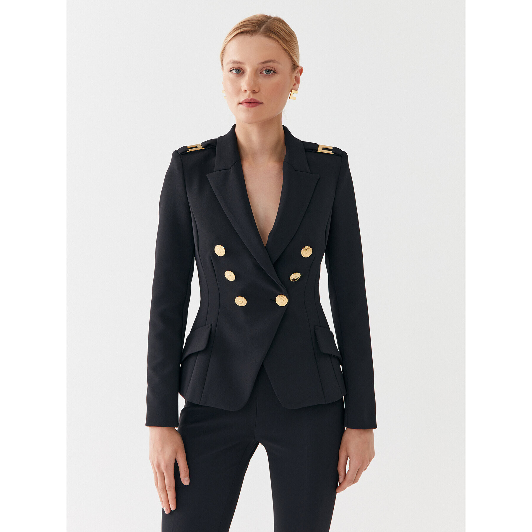 Elisabetta Franchi Сако GI-061-36E2-V600 Черен Regular Fit - Pepit.bg