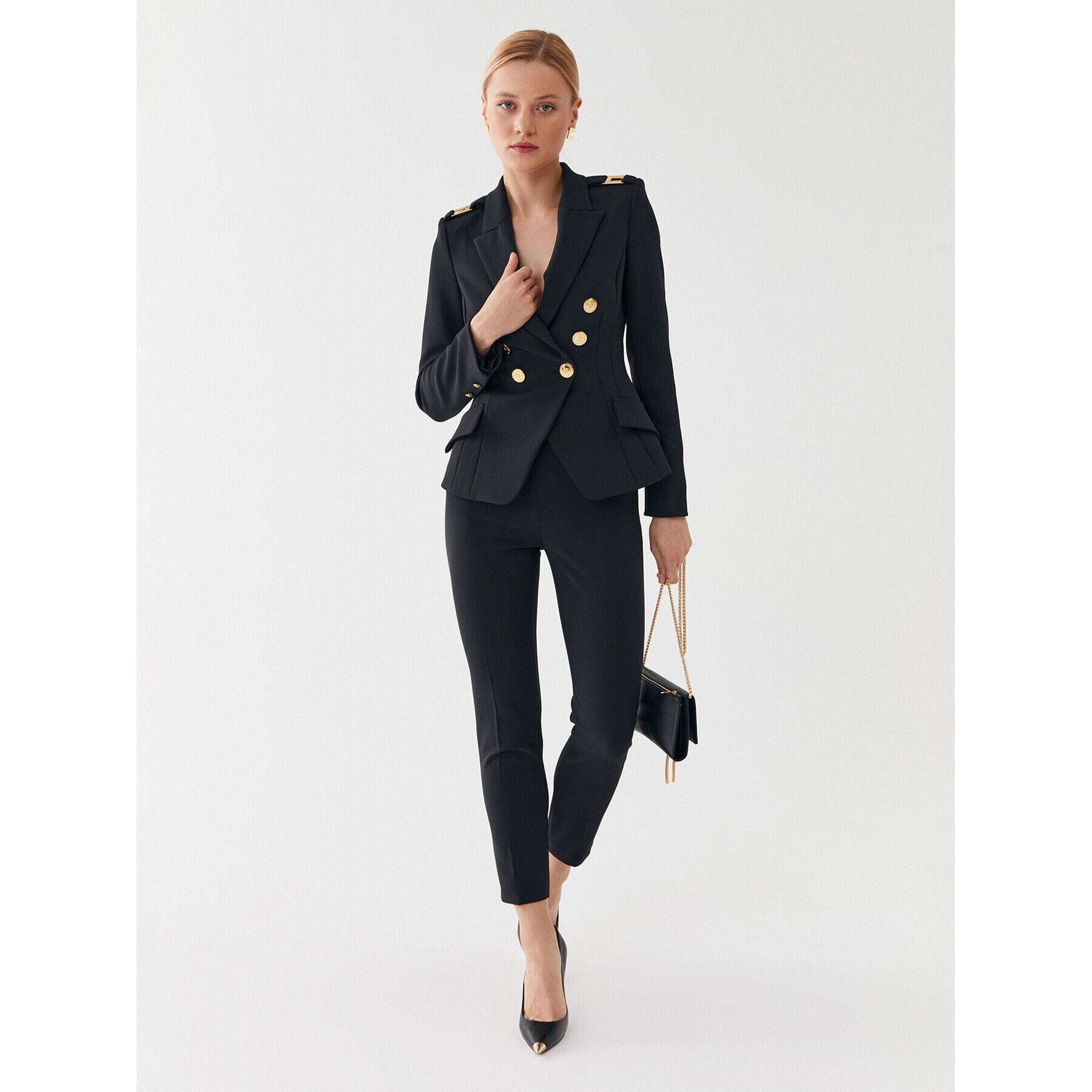 Elisabetta Franchi Сако GI-061-36E2-V600 Черен Regular Fit - Pepit.bg
