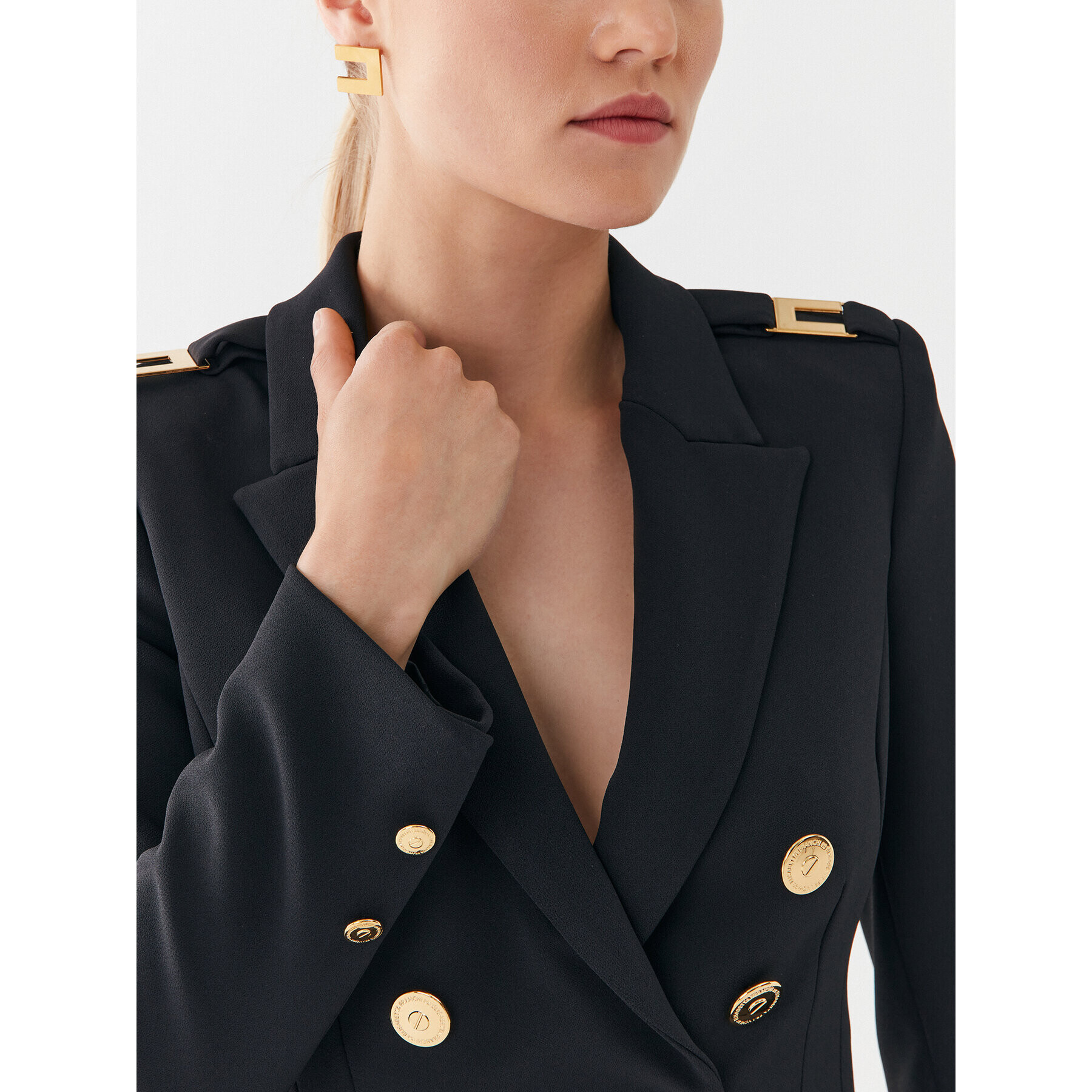 Elisabetta Franchi Сако GI-061-36E2-V600 Черен Regular Fit - Pepit.bg