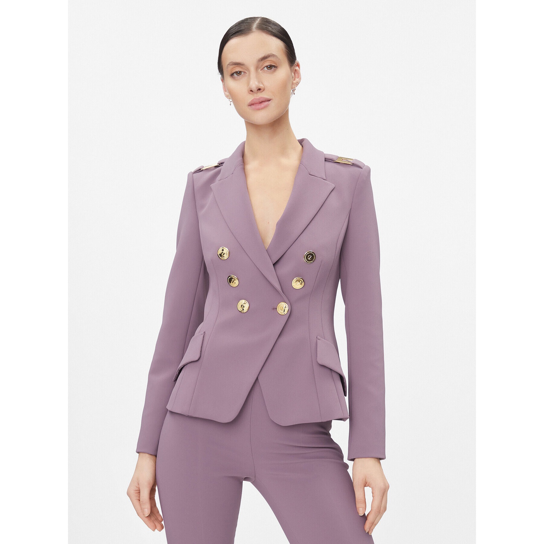 Elisabetta Franchi Сако GI-061-36E3-V600 Виолетов Slim Fit - Pepit.bg