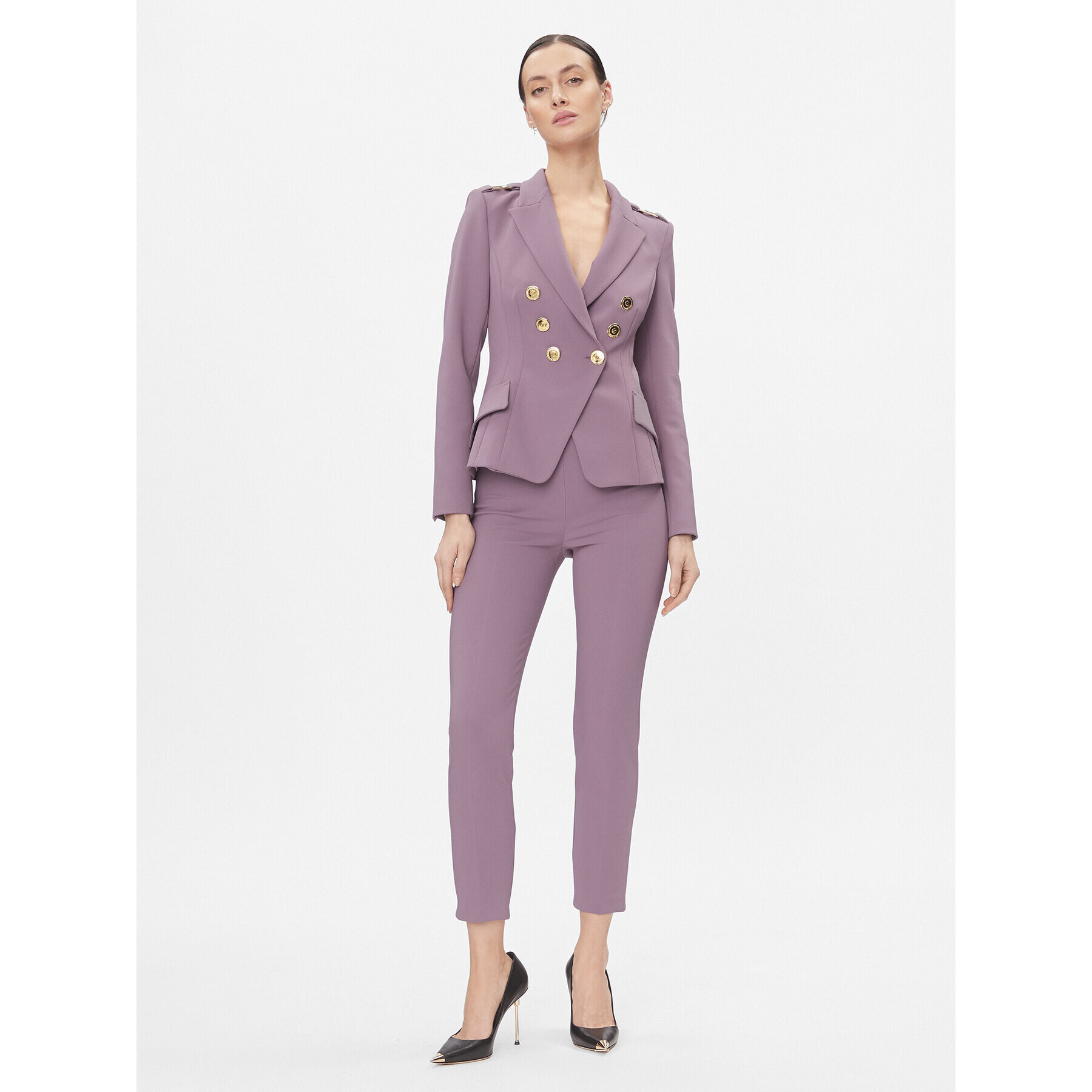 Elisabetta Franchi Сако GI-061-36E3-V600 Виолетов Slim Fit - Pepit.bg