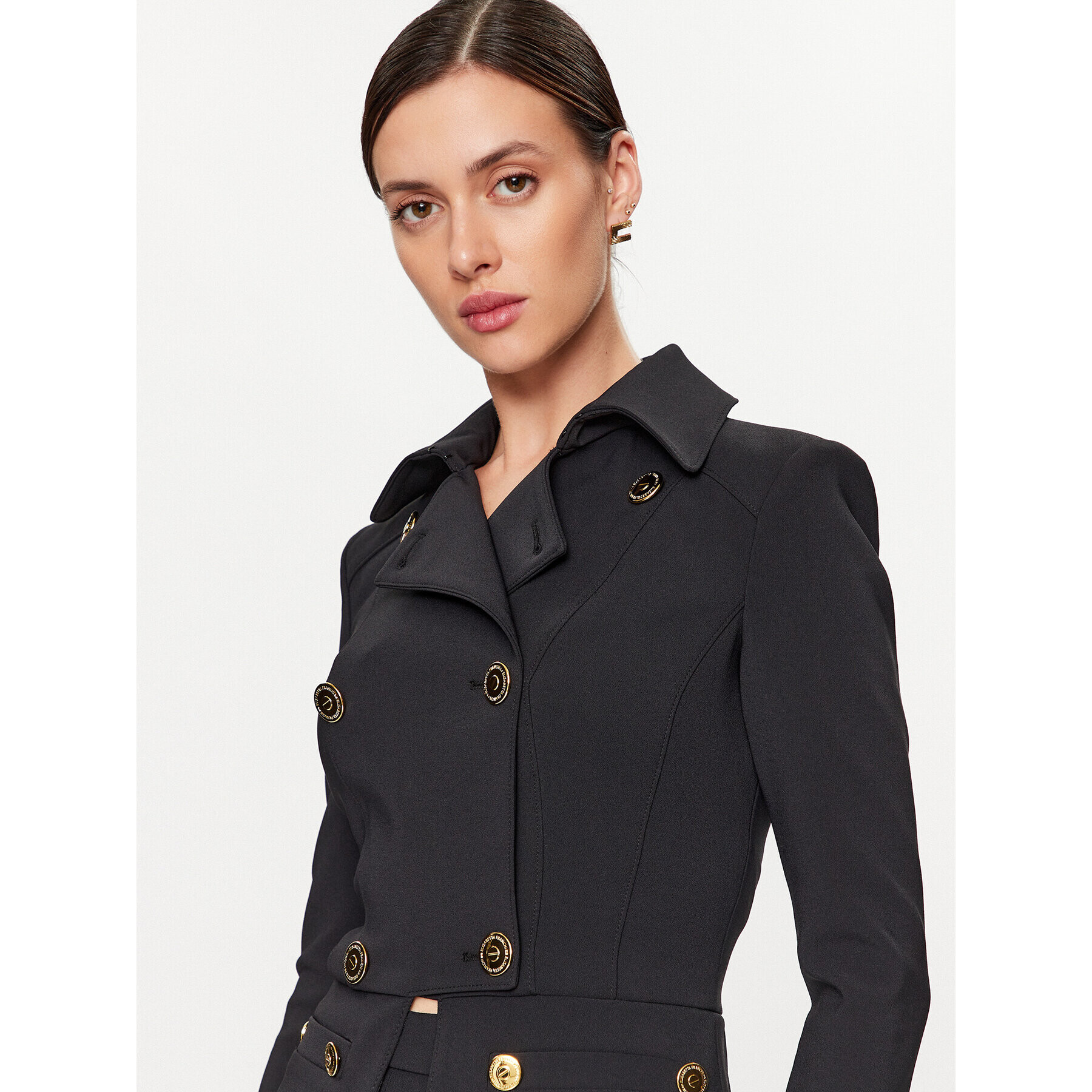 Elisabetta Franchi Сако GI-066-36E2-V580 Черен Slim Fit - Pepit.bg