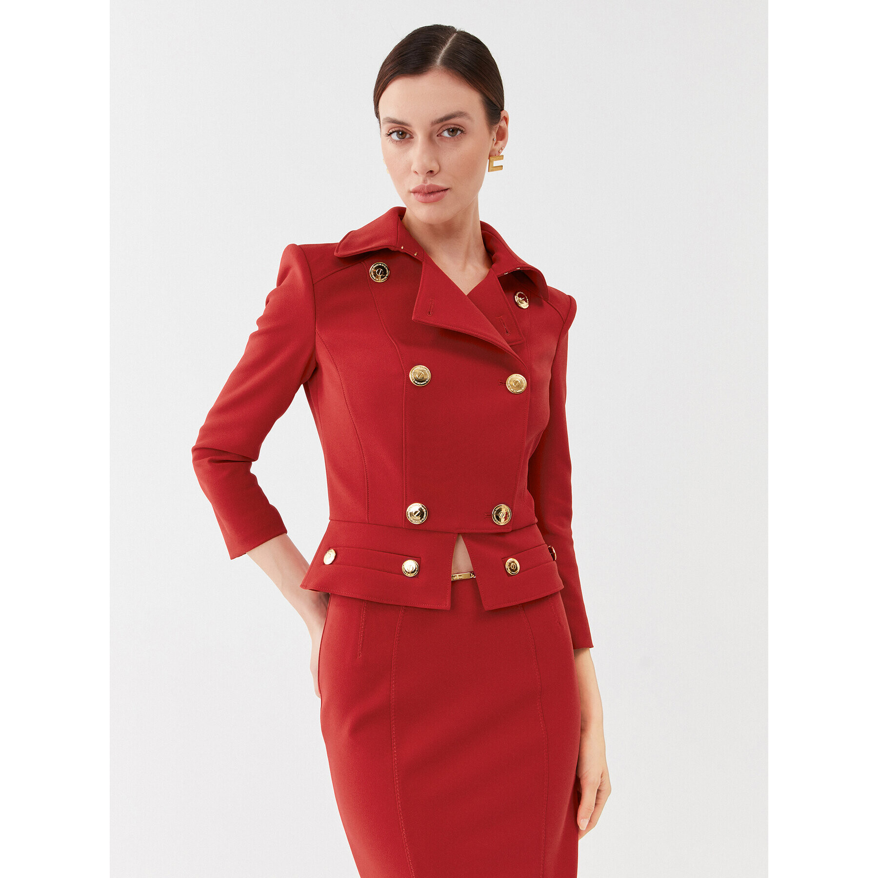 Elisabetta Franchi Сако GI-066-36E2-V580 Червен Regular Fit - Pepit.bg