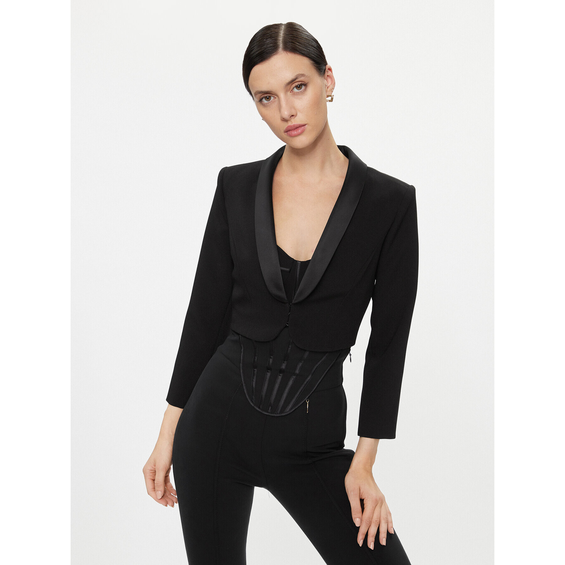 Elisabetta Franchi Сако GI-091-37E2-V6000 Черен Slim Fit - Pepit.bg