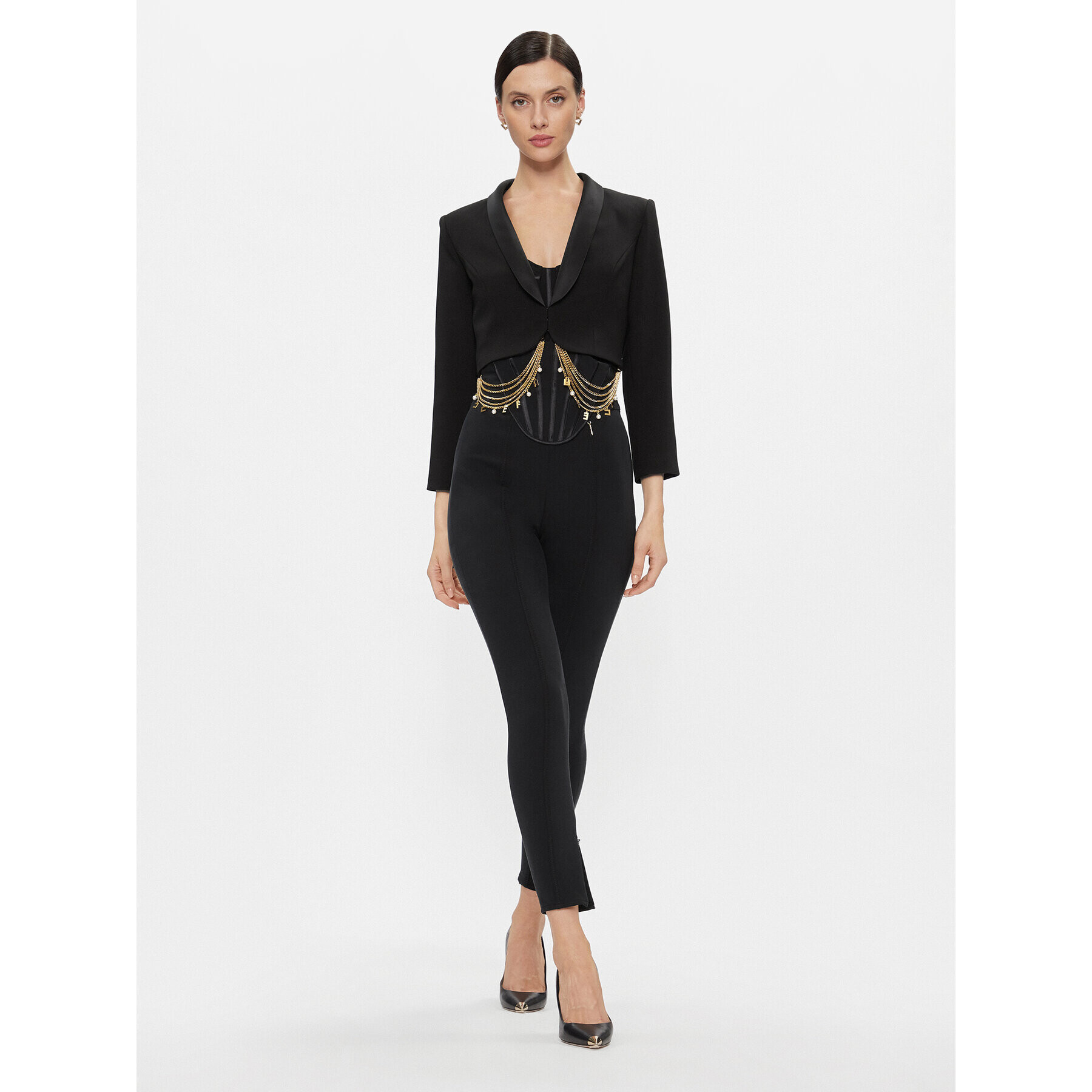 Elisabetta Franchi Сако GI-091-37E2-V6000 Черен Slim Fit - Pepit.bg