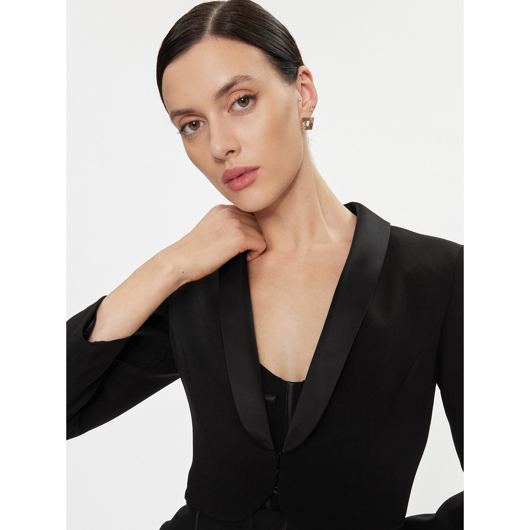 Elisabetta Franchi Сако GI-091-37E2-V6000 Черен Slim Fit - Pepit.bg