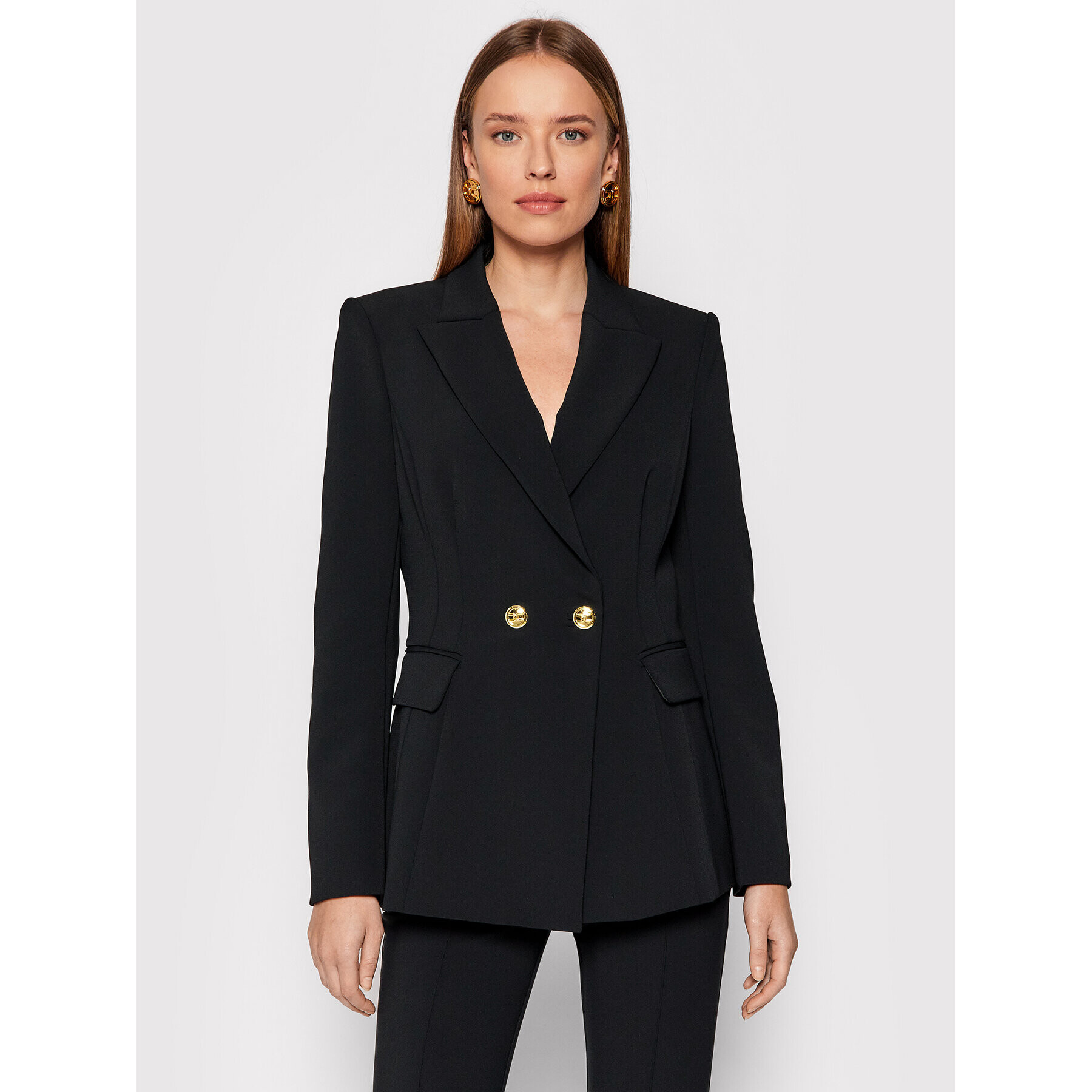 Elisabetta Franchi Сако GI-971-16E2-V460 Черен Slim Fit - Pepit.bg