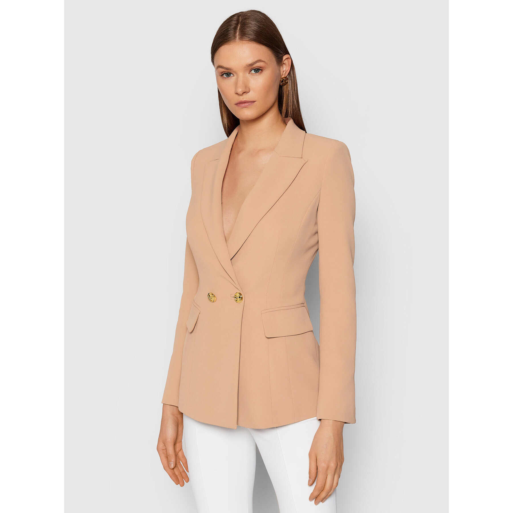 Elisabetta Franchi Сако GI-971-16E2-V480 Бежов Slim Fit - Pepit.bg