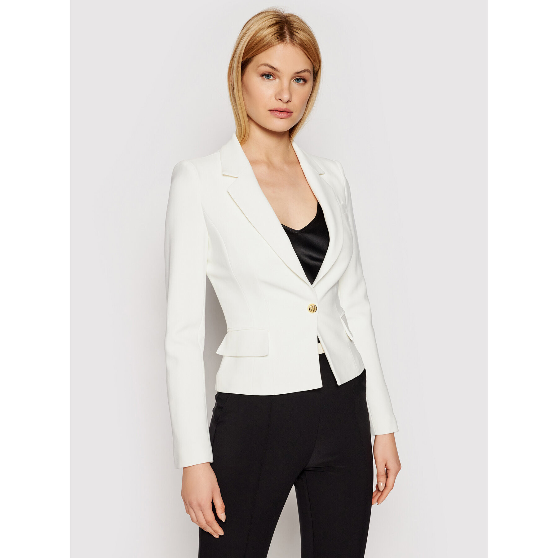 Elisabetta Franchi Сако GI-974-11E2-V650 Бял Slim Fit - Pepit.bg