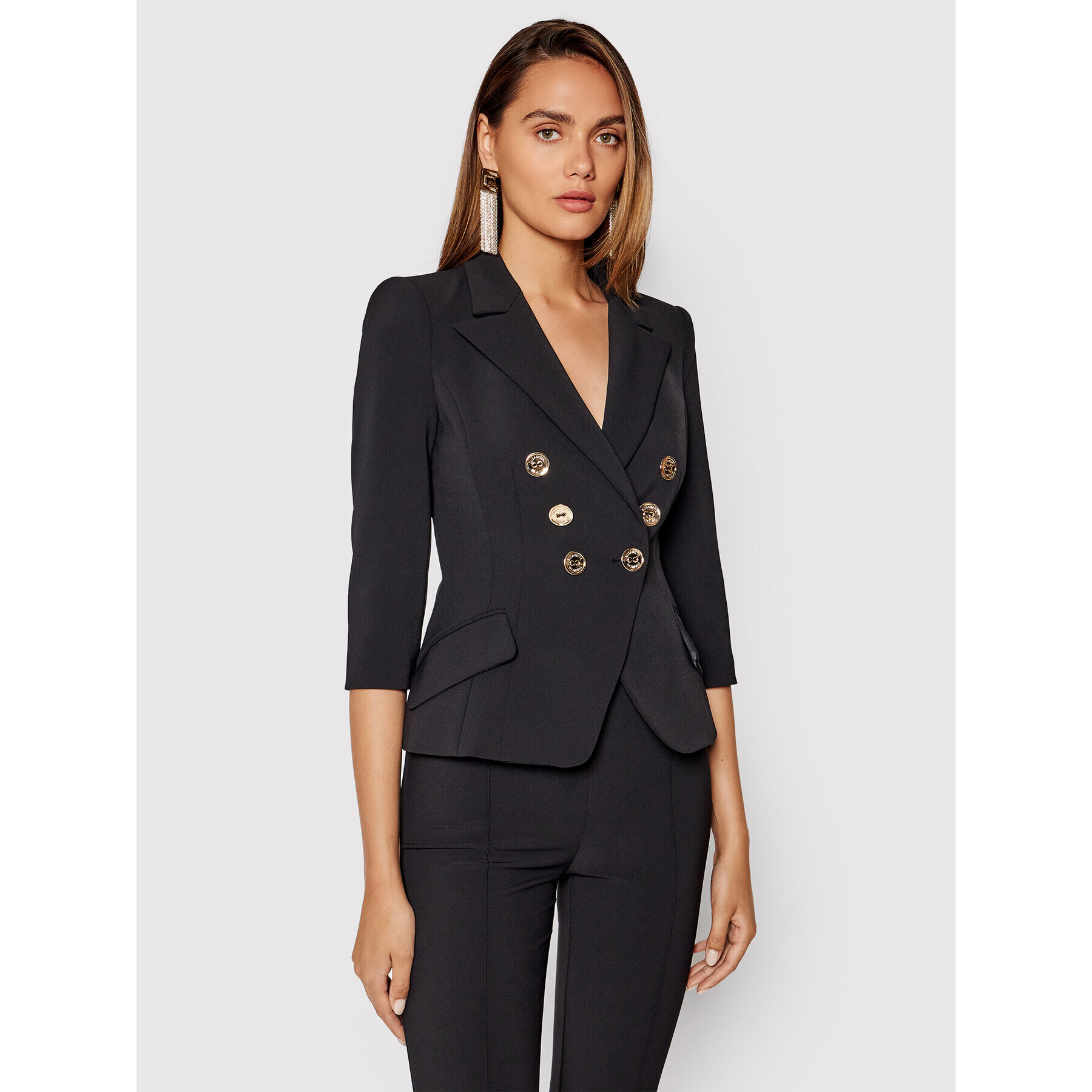 Elisabetta Franchi Сако GI-975-16E2-V500 Черен Slim Fit - Pepit.bg