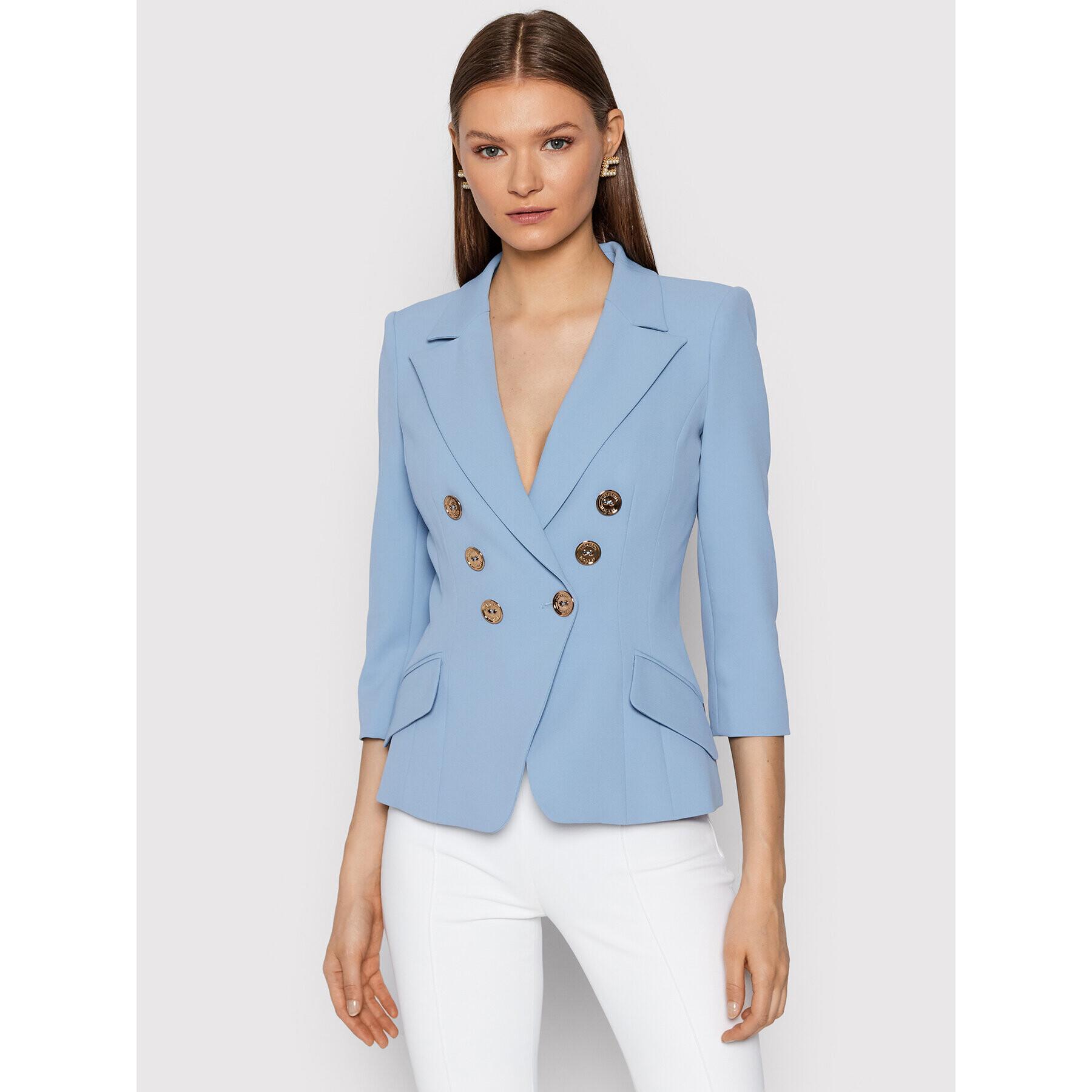 Elisabetta Franchi Блейзър GI-975-16E2-V500 Син Slim Fit - Pepit.bg