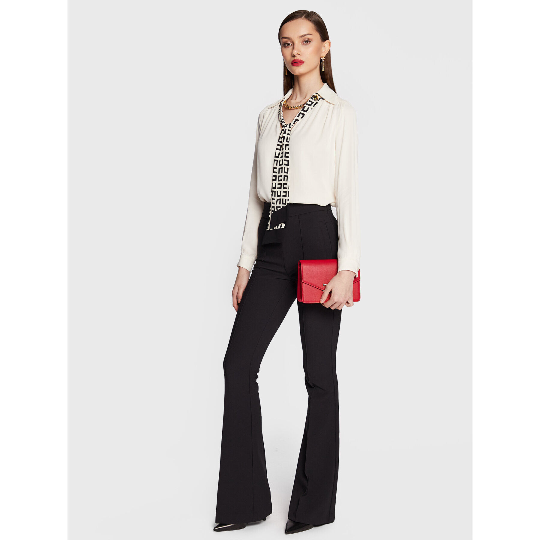 Elisabetta Franchi Суитшърт CA-002-31E2-V350 Бял Straight Fit - Pepit.bg