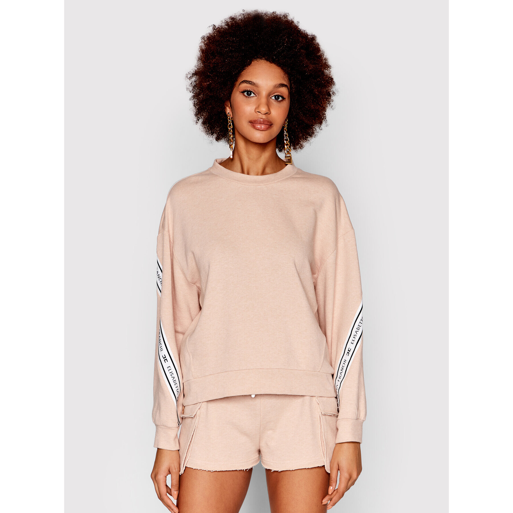 Elisabetta Franchi Суитшърт MD-001-21E2-V260 Розов Oversize - Pepit.bg