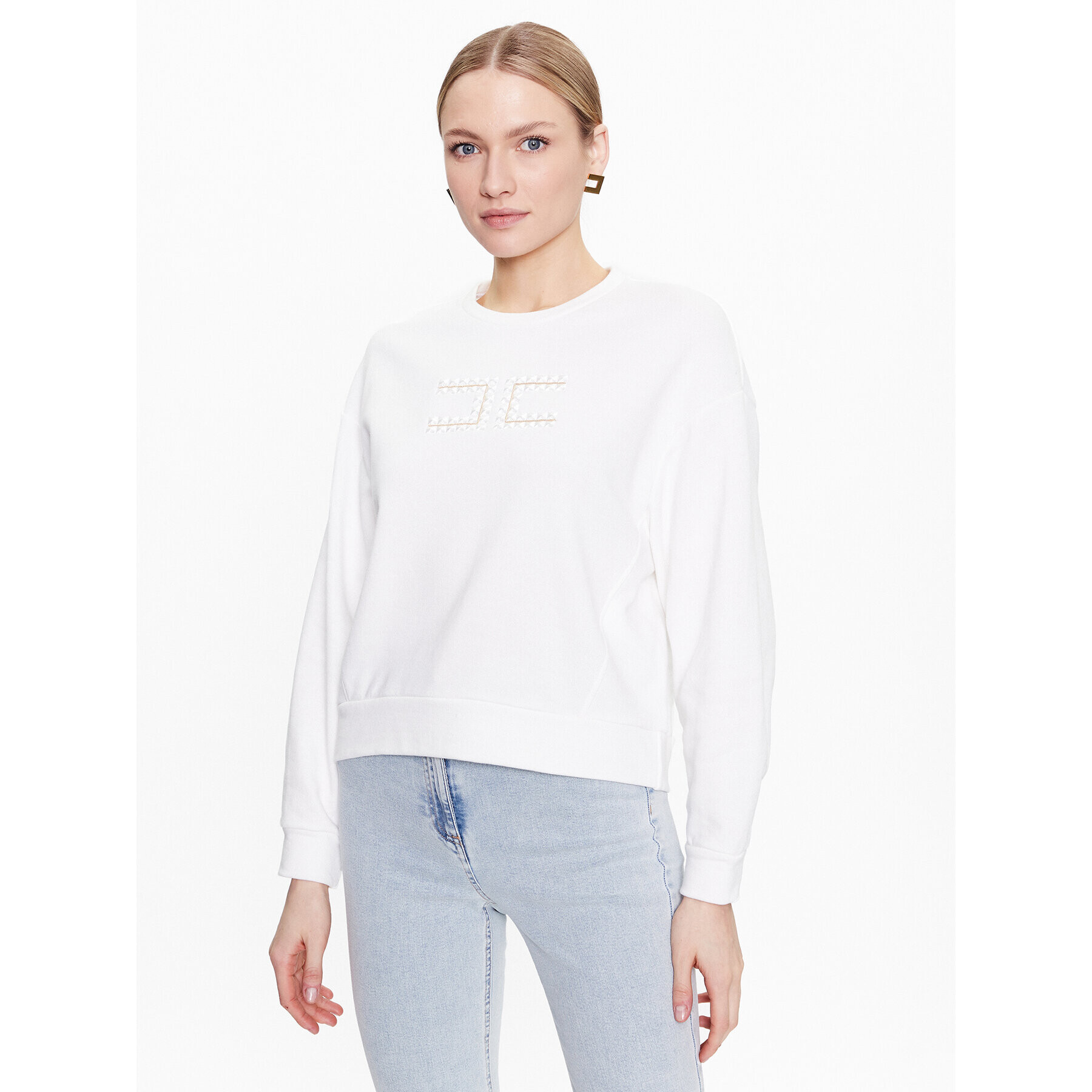 Elisabetta Franchi Суитшърт MD-001-31E2-V280 Бял Regular Fit - Pepit.bg
