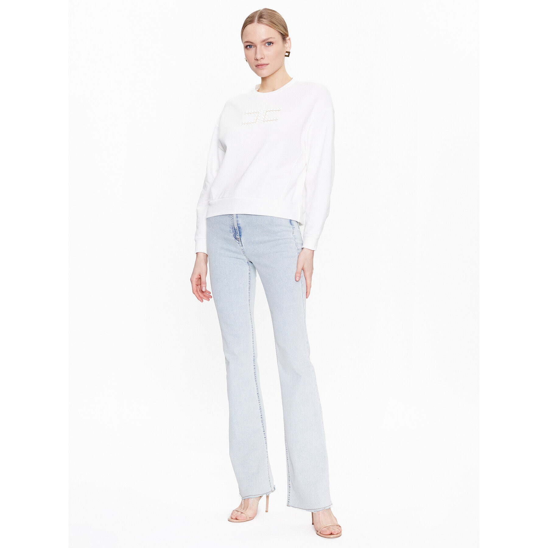 Elisabetta Franchi Суитшърт MD-001-31E2-V280 Бял Regular Fit - Pepit.bg