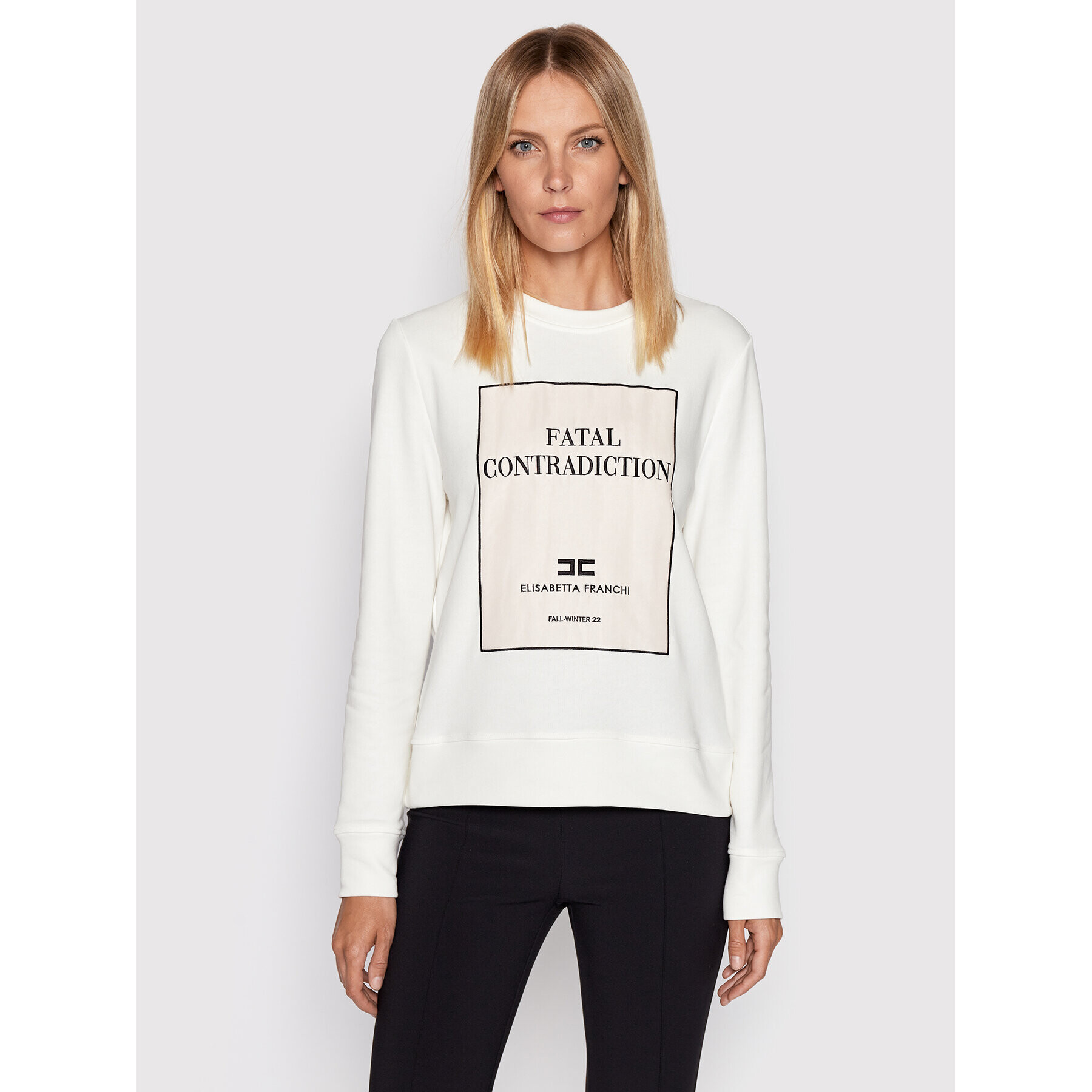 Elisabetta Franchi Суитшърт MD-007-26E2-V240 Бял Regular Fit - Pepit.bg