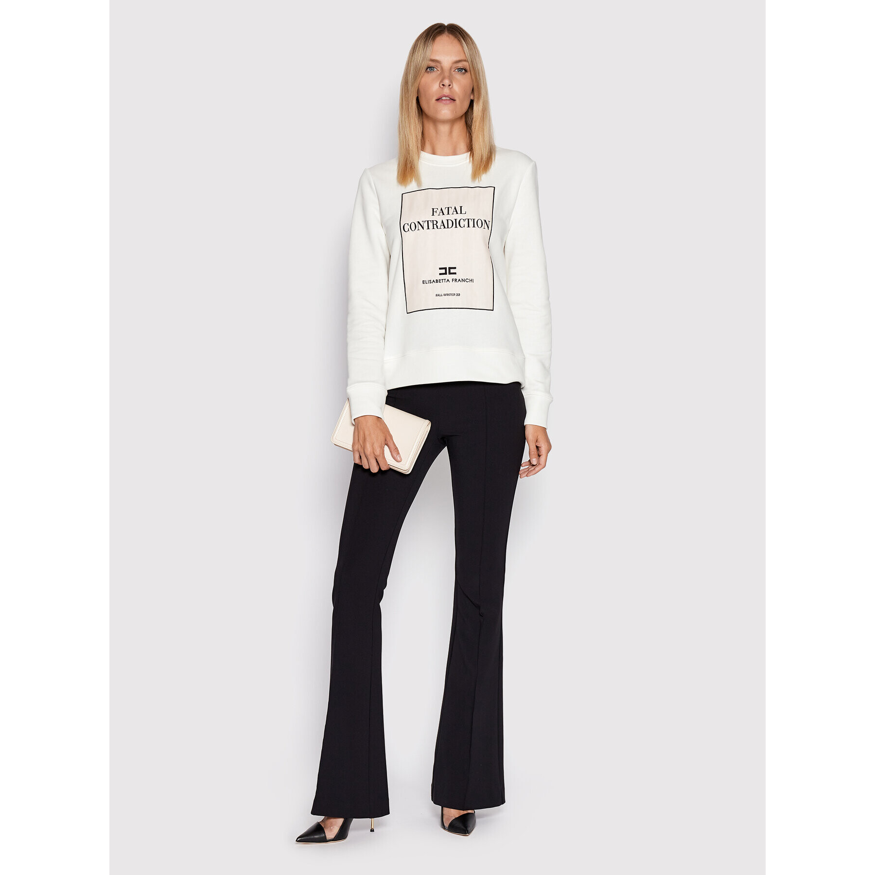 Elisabetta Franchi Суитшърт MD-007-26E2-V240 Бял Regular Fit - Pepit.bg