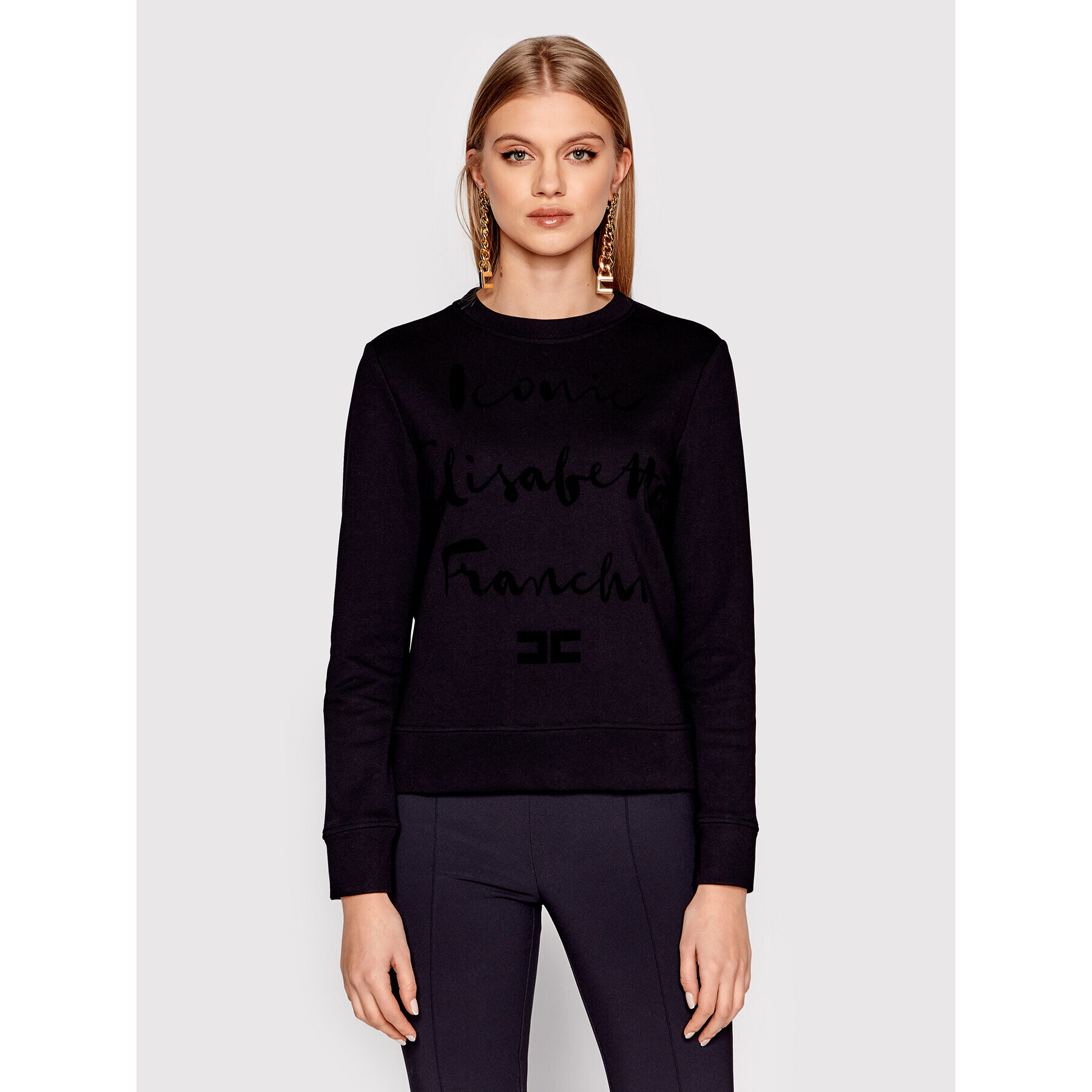 Elisabetta Franchi Суитшърт MD-010-21E2-V160 Черен Regular Fit - Pepit.bg
