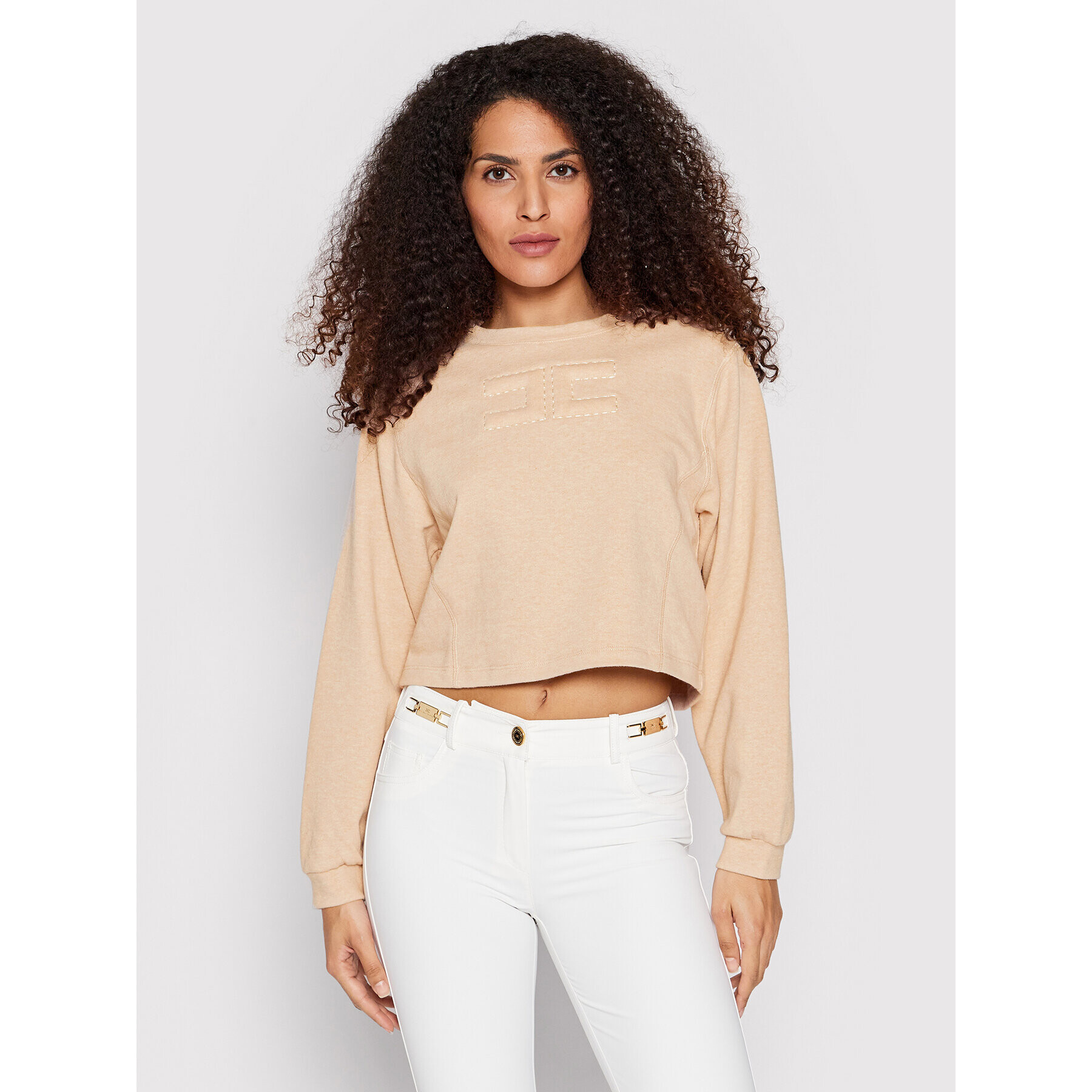 Elisabetta Franchi Суитшърт MD-015-21E2-V190 Бежов Regular Fit - Pepit.bg