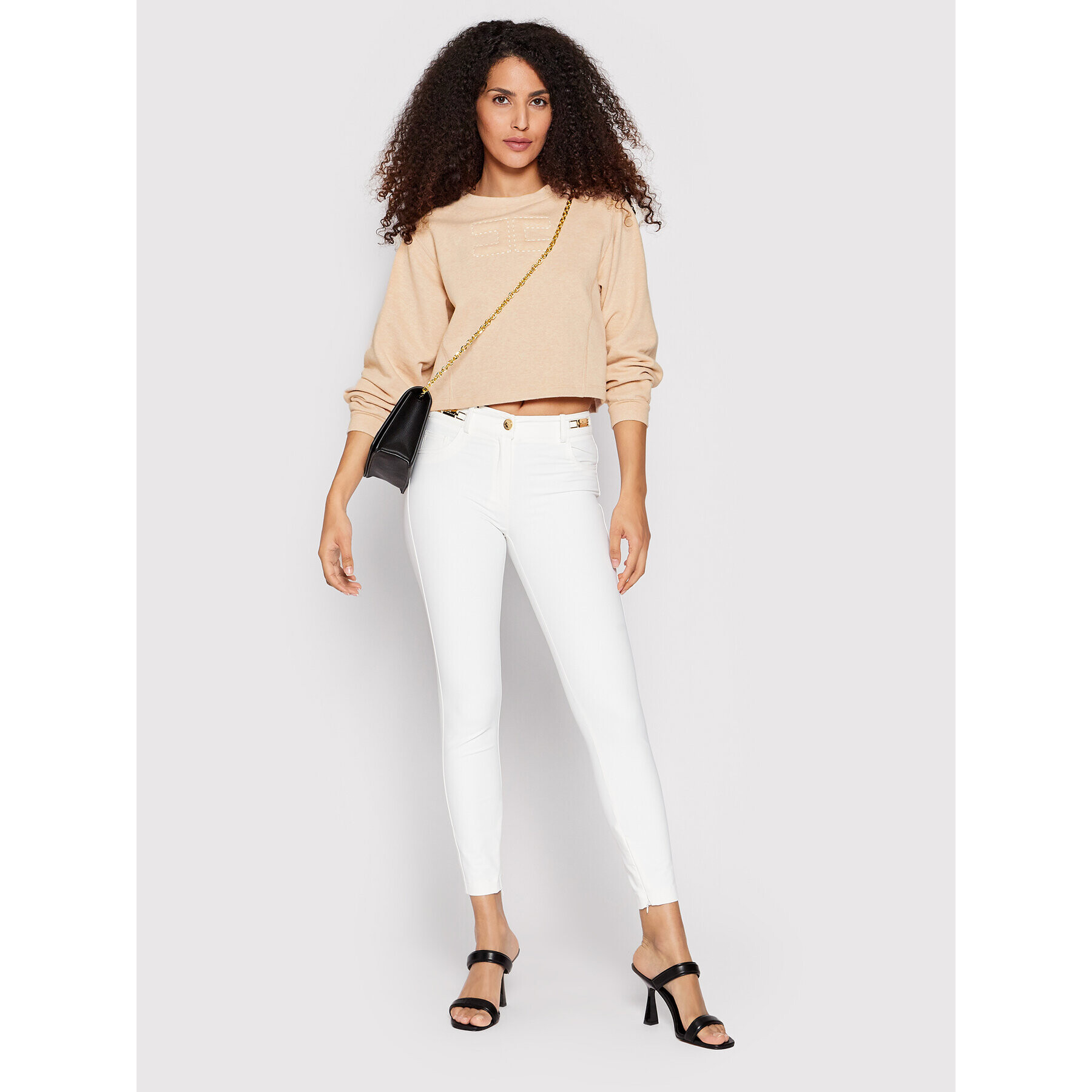 Elisabetta Franchi Суитшърт MD-015-21E2-V190 Бежов Regular Fit - Pepit.bg