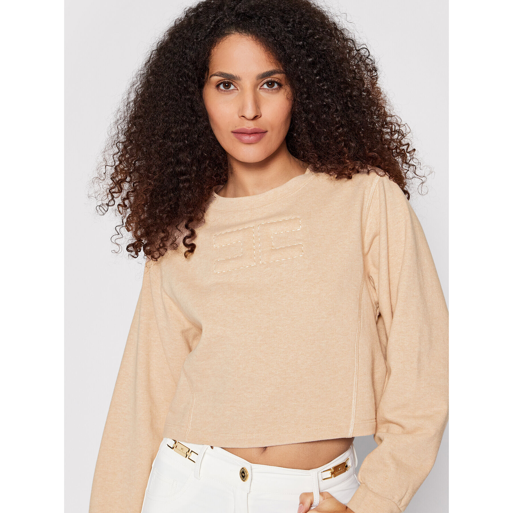 Elisabetta Franchi Суитшърт MD-015-21E2-V190 Бежов Regular Fit - Pepit.bg