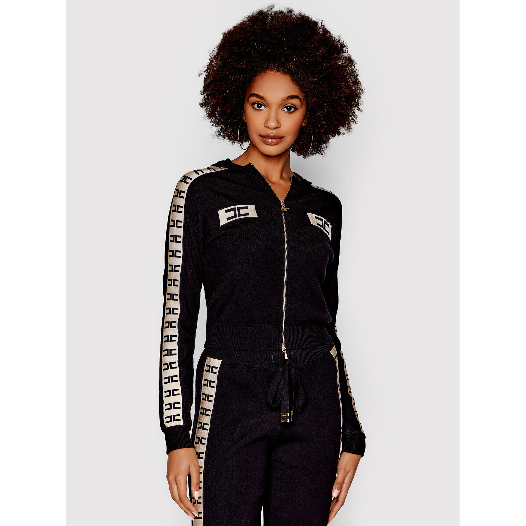 Elisabetta Franchi Суитшърт MK-30S-21E2-V345 Черен Regular Fit - Pepit.bg