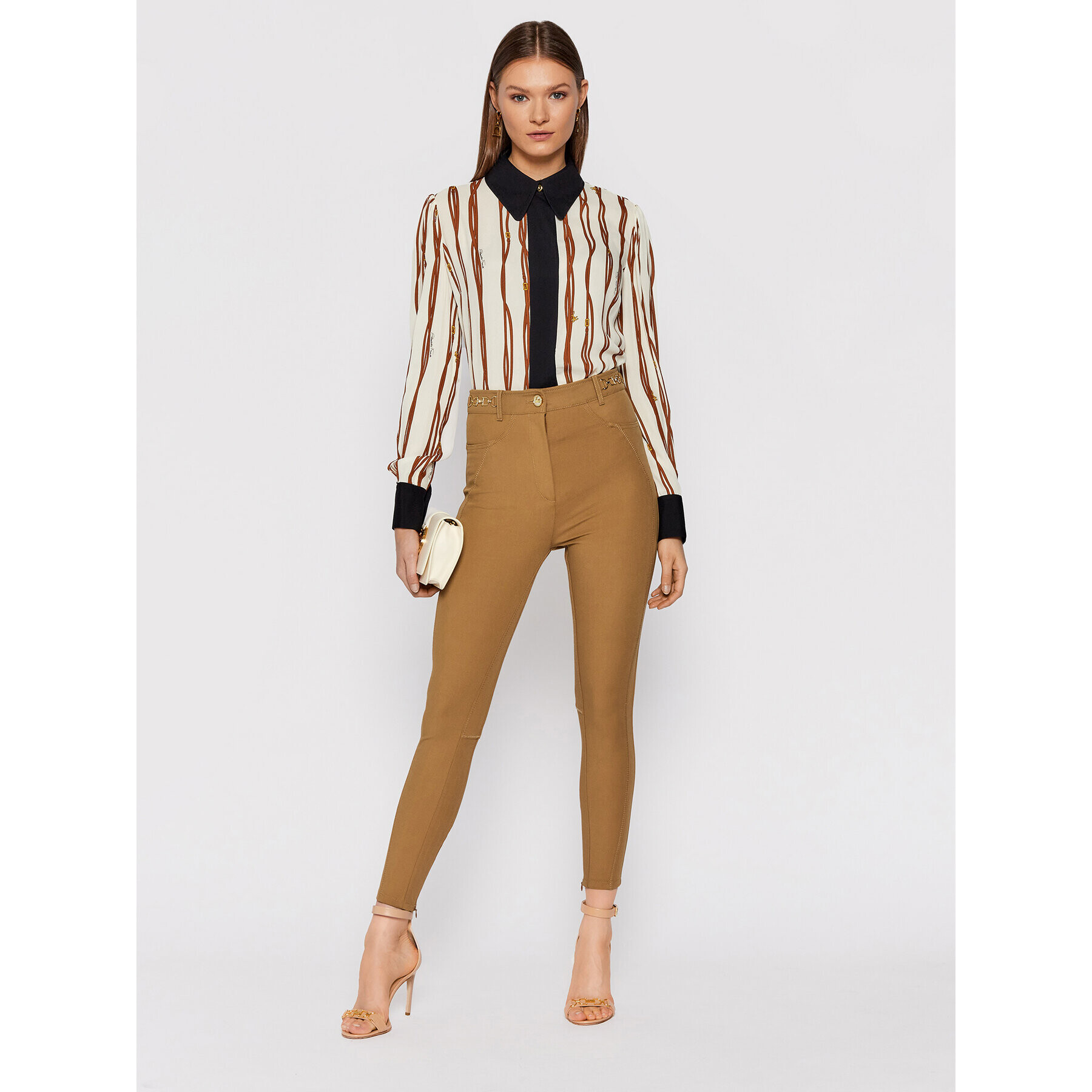 Elisabetta Franchi Текстилни панталони PA-011-16E2-V360 Кафяв Slim Fit - Pepit.bg