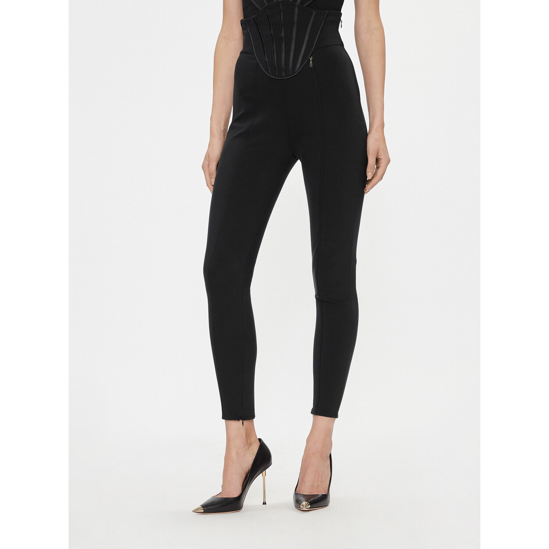 Elisabetta Franchi Текстилни панталони PA-036-37E2-V420 Черен Slim Fit - Pepit.bg