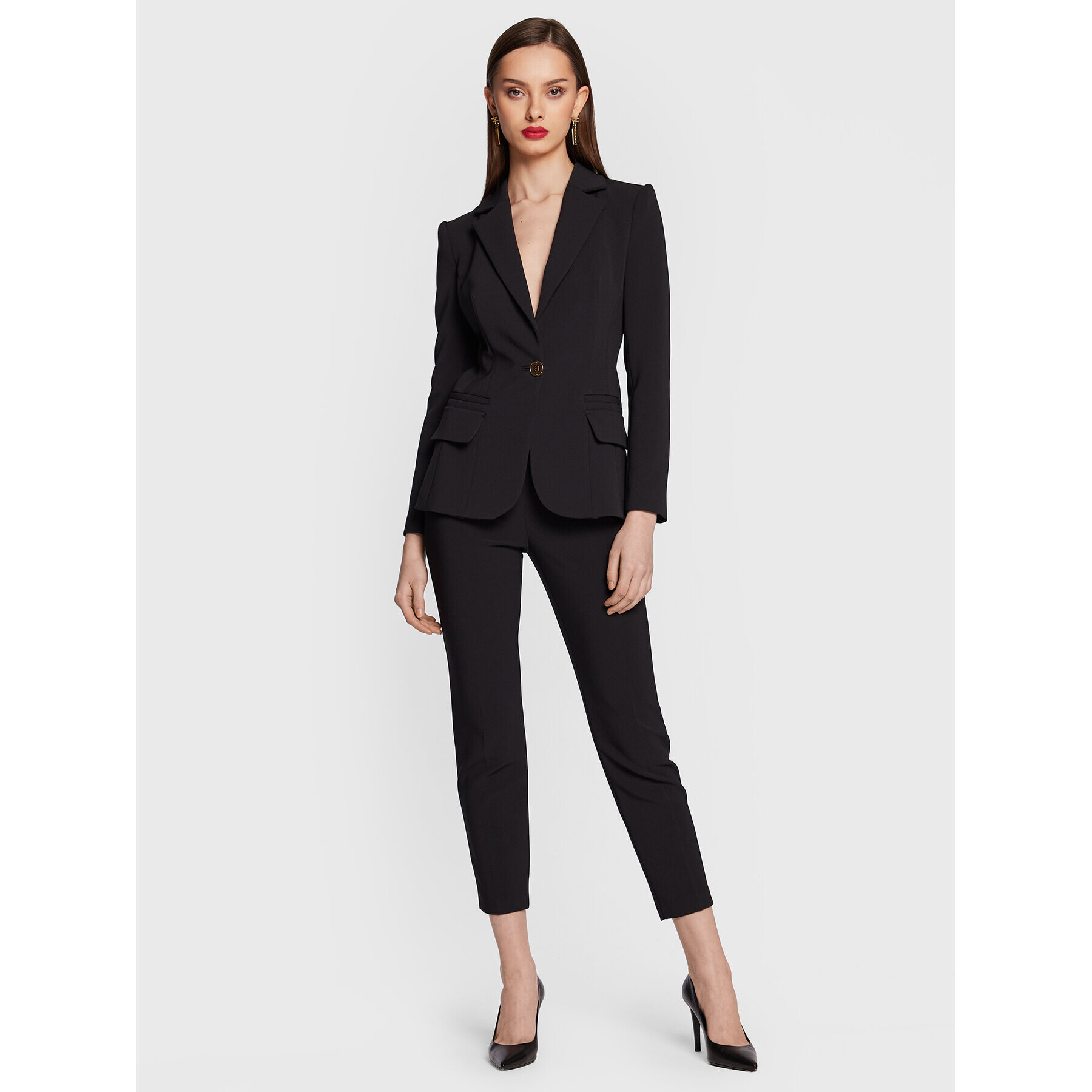 Elisabetta Franchi Текстилни панталони PA-045-31E2-V260 Черен Slim Fit - Pepit.bg