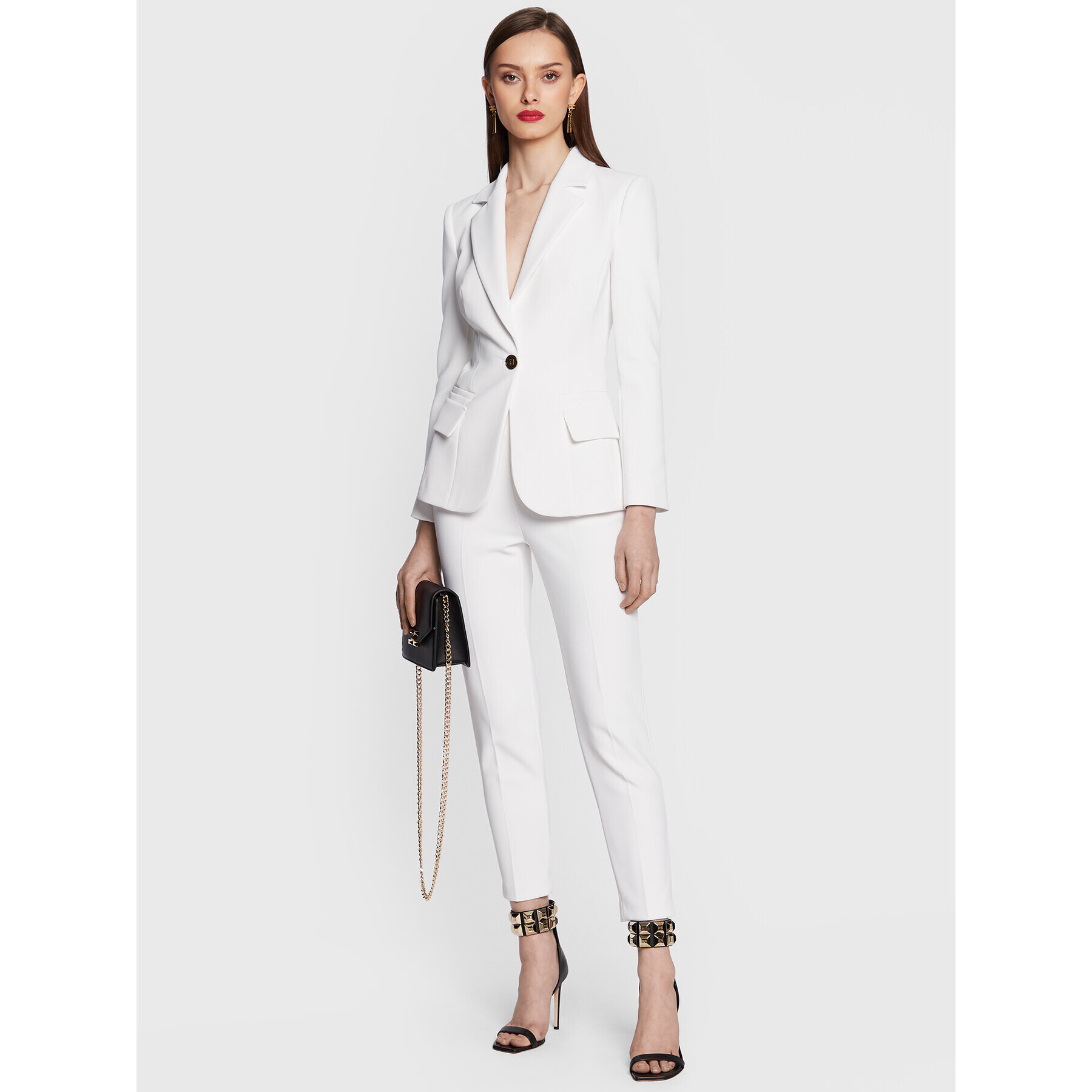 Elisabetta Franchi Текстилни панталони PA-052-31E2-V260 Бял Slim Fit - Pepit.bg