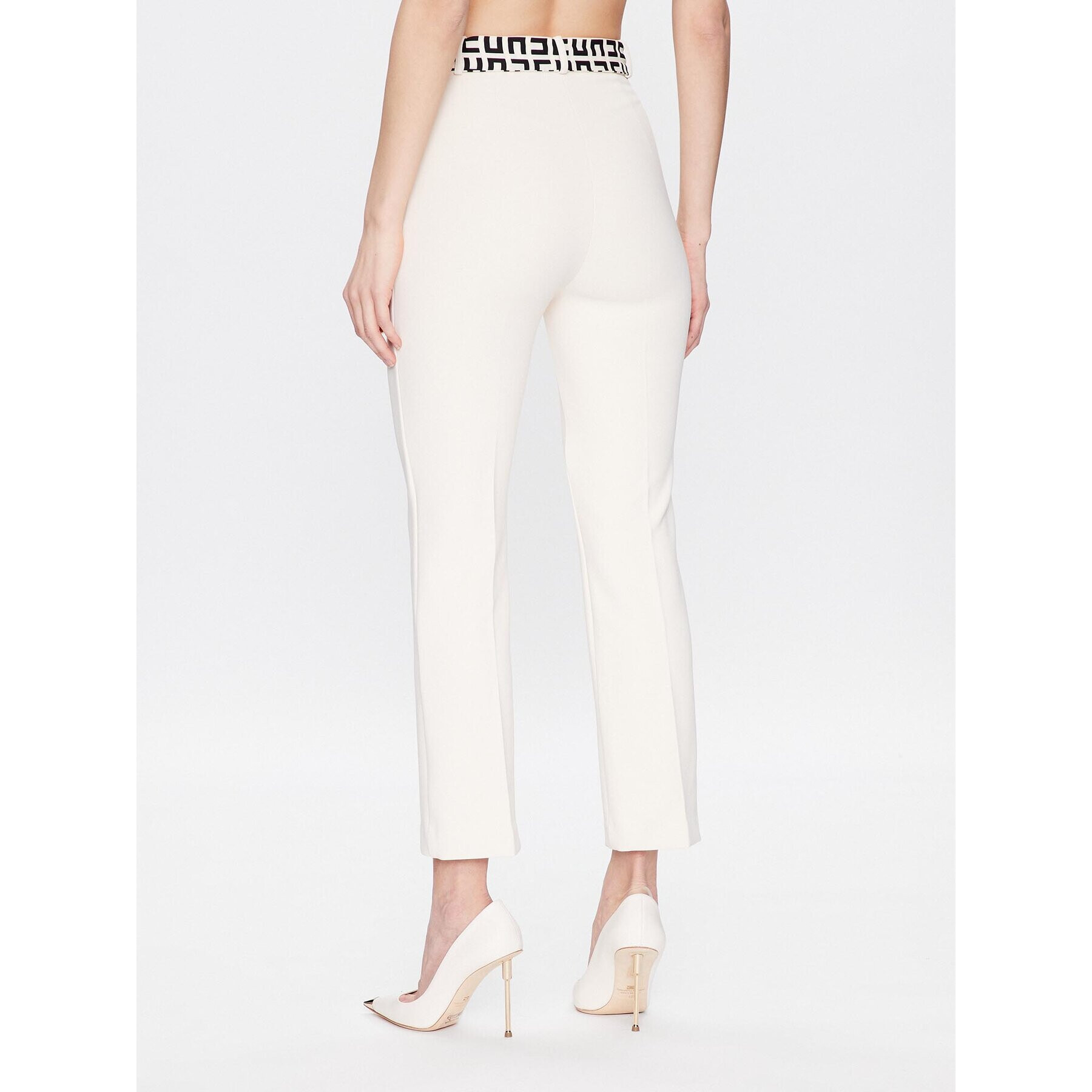 Elisabetta Franchi Текстилни панталони PA-059-31E2-V290 Екрю Bootcut Fit - Pepit.bg
