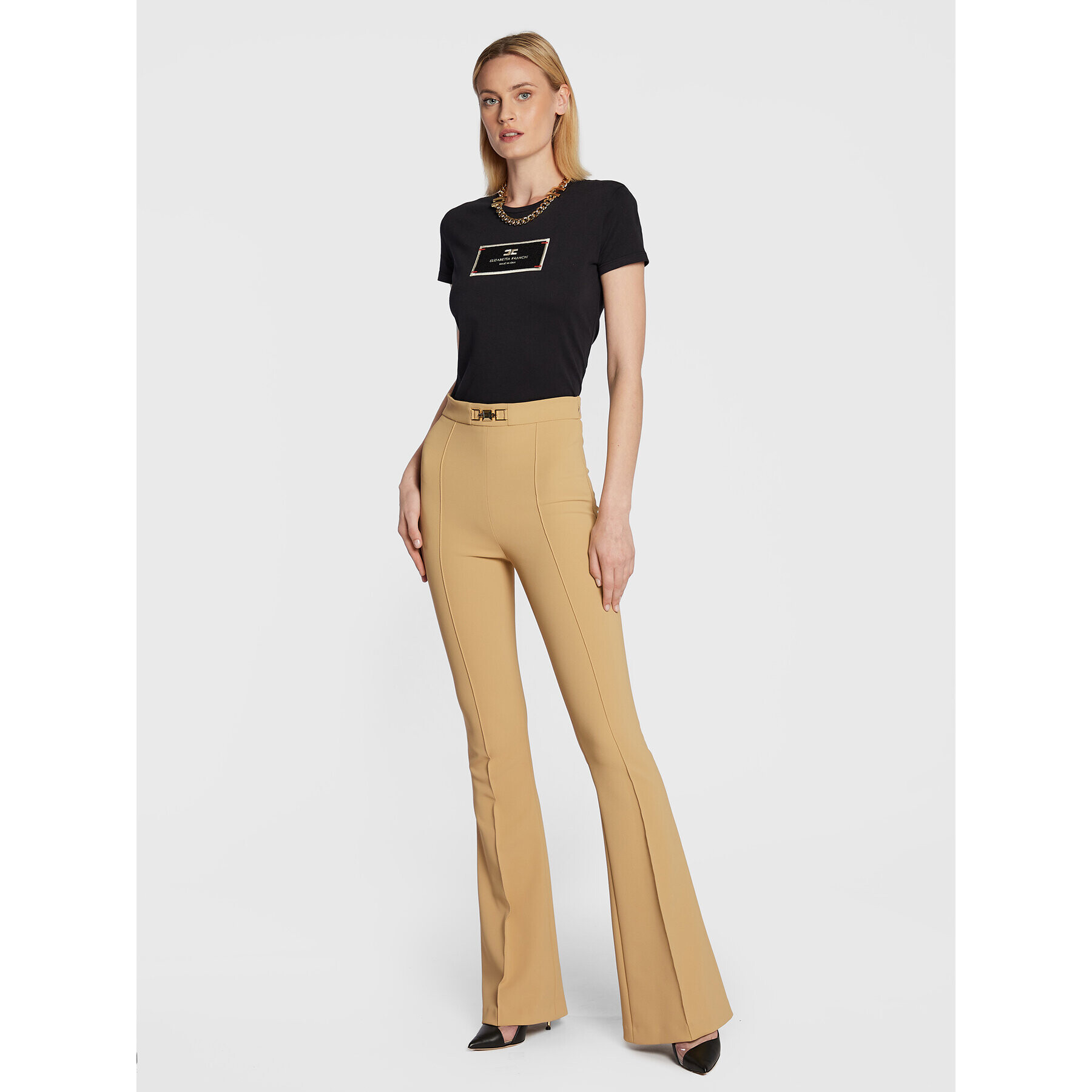 Elisabetta Franchi Тишърт MA-005-26E2-V130 Черен Regular Fit - Pepit.bg