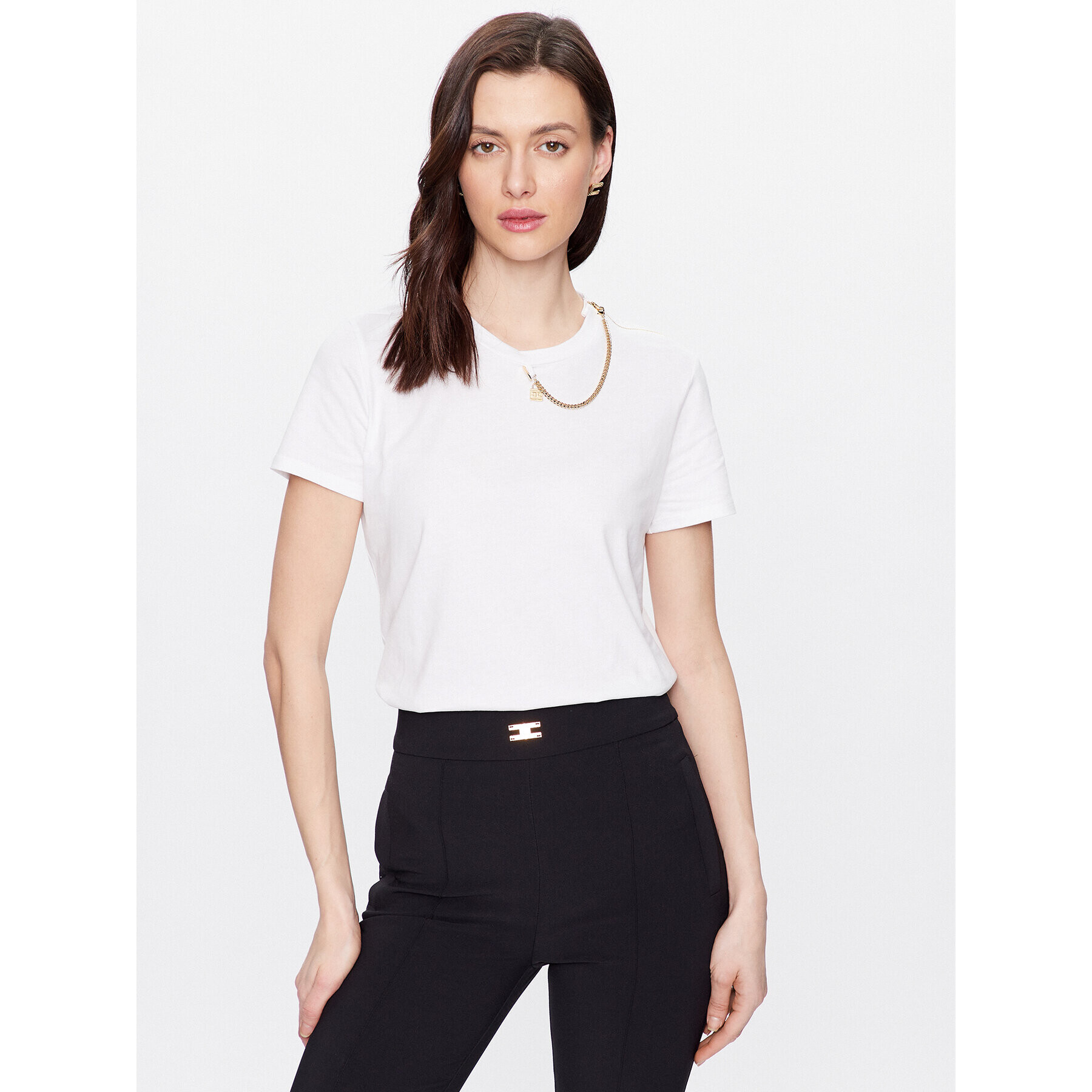 Elisabetta Franchi Тишърт MA-008-31E2-V160 Бял Regular Fit - Pepit.bg