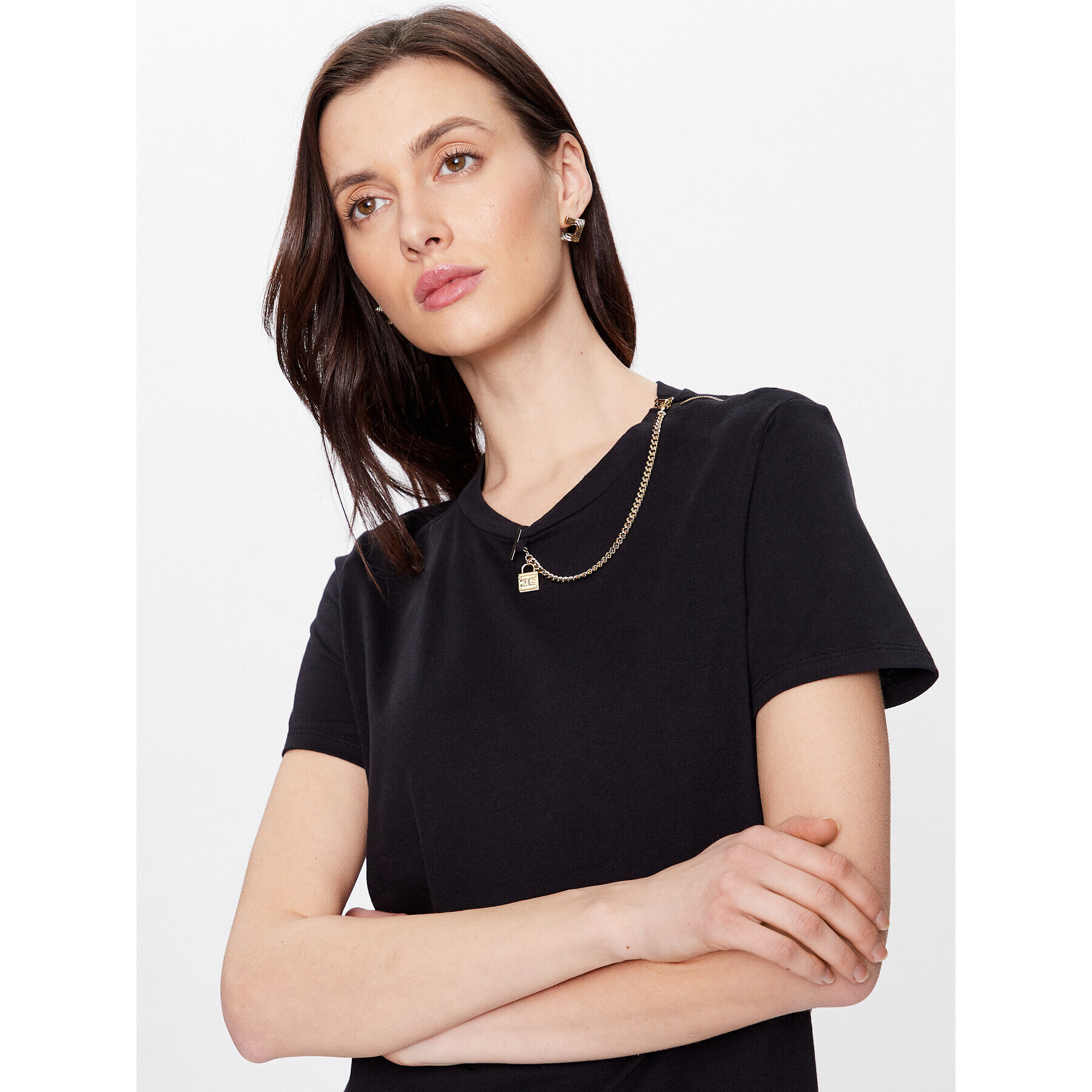 Elisabetta Franchi Тишърт MA-008-31E2-V160 Черен Regular Fit - Pepit.bg