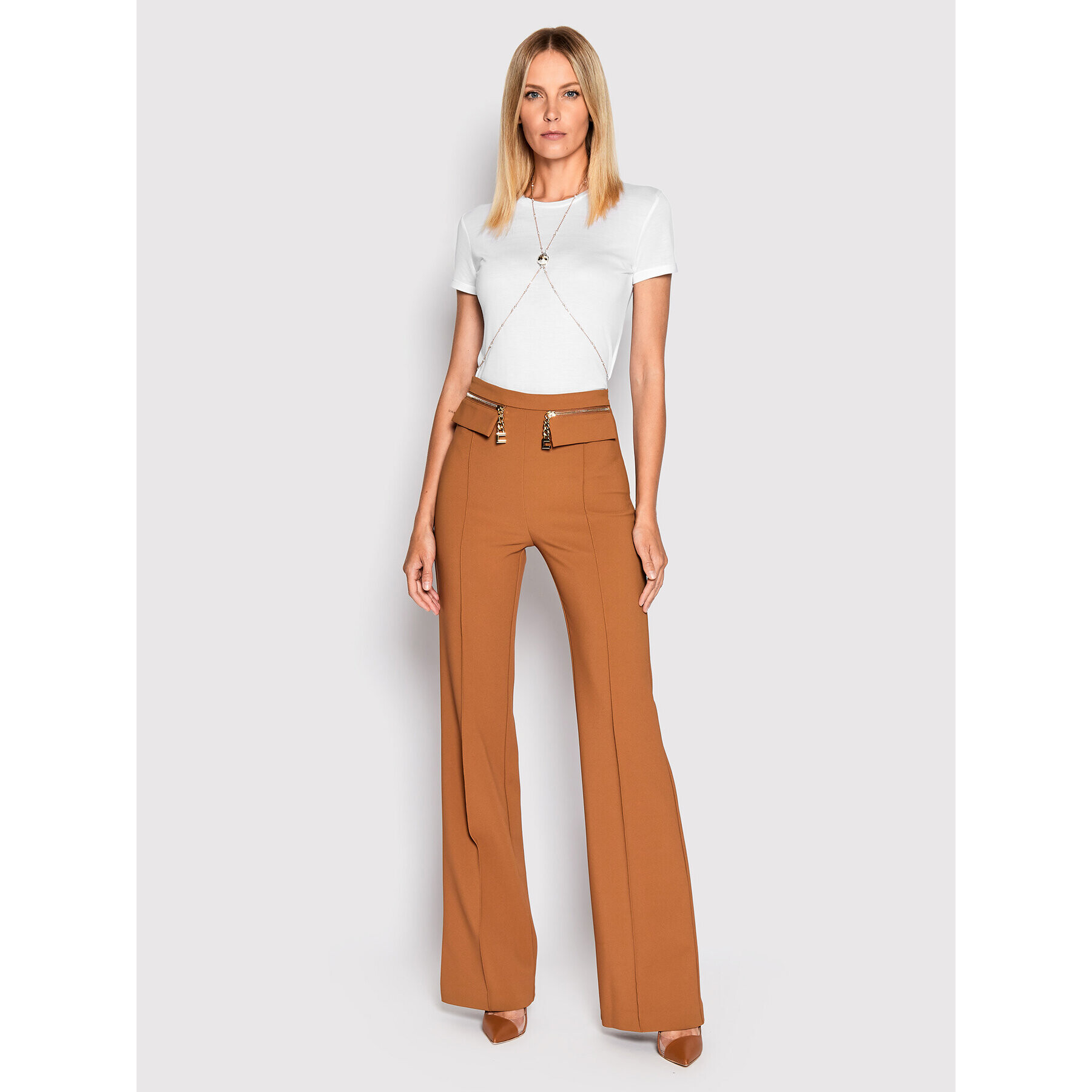 Elisabetta Franchi Тишърт MA-012-26E2-V180 Бял Regular Fit - Pepit.bg