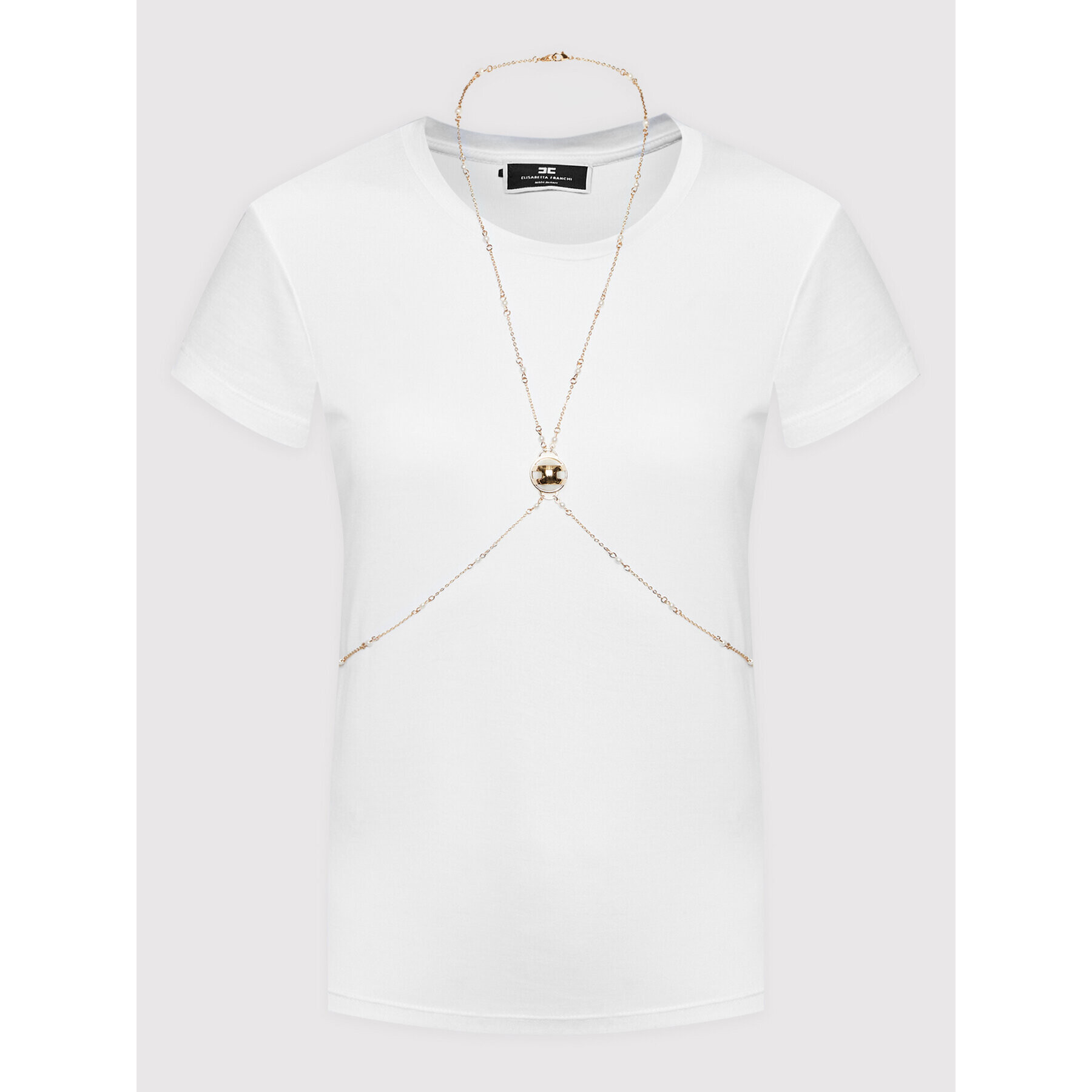 Elisabetta Franchi Тишърт MA-012-26E2-V180 Бял Regular Fit - Pepit.bg