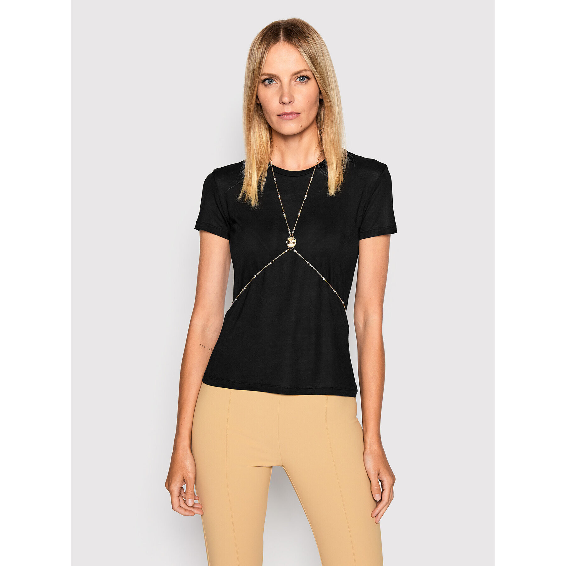 Elisabetta Franchi Тишърт MA-012-26E2-V180 Черен Regular Fit - Pepit.bg